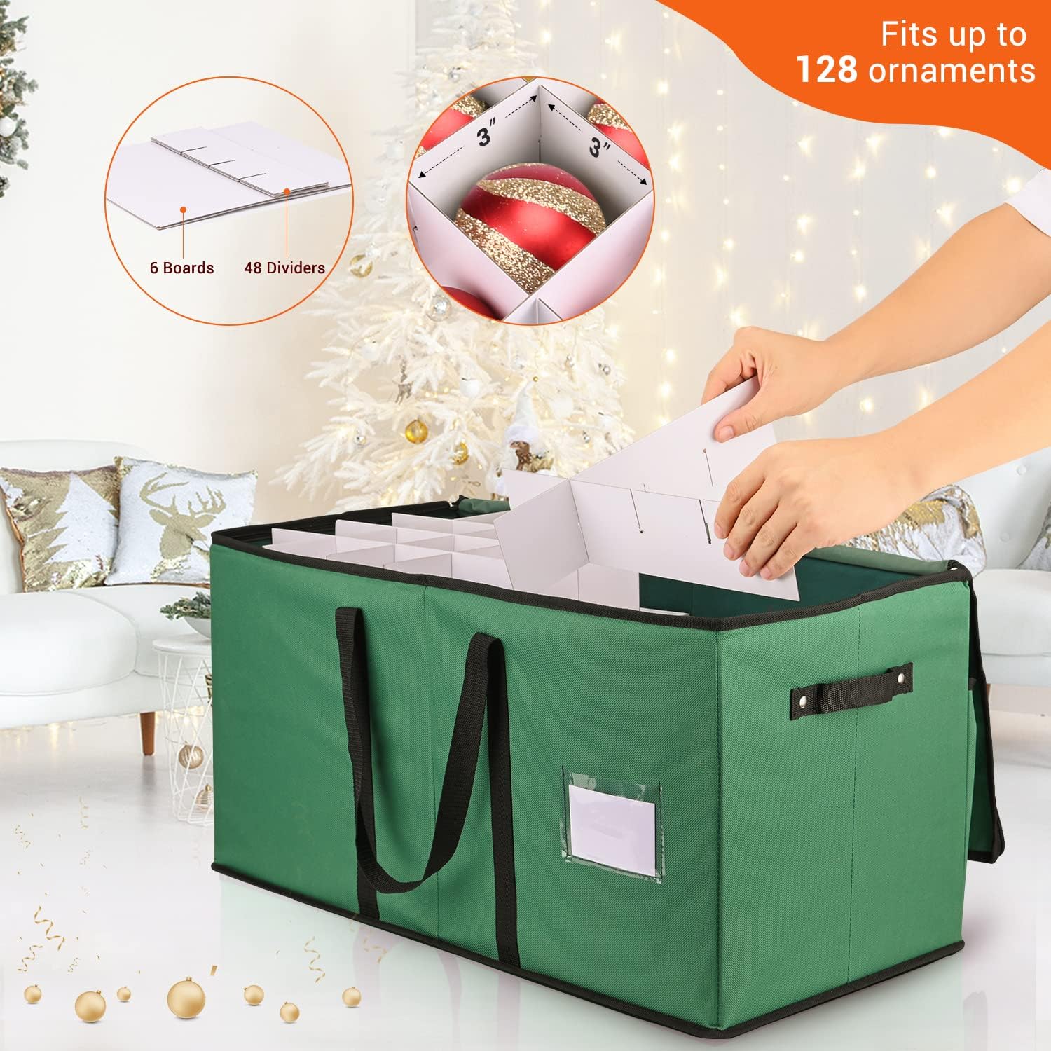 Detalle 2 de Mrrihand Christmas Ornament Storage Box 128