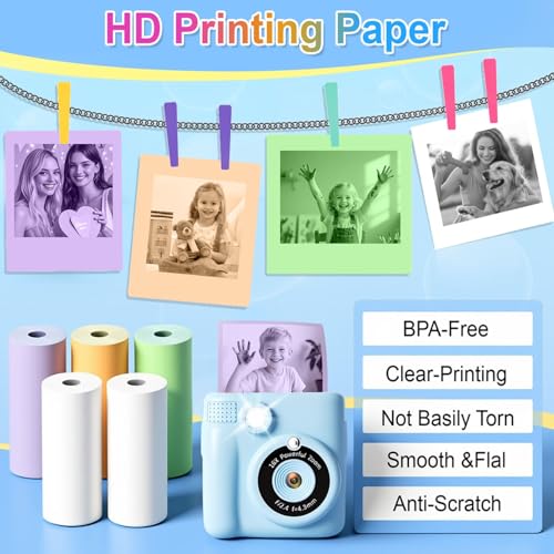 Detalle de QUASON 18 Rolls Kids Camera Paper Roll Refill – BPA Free Thermal Paper for Instant Print Cameras