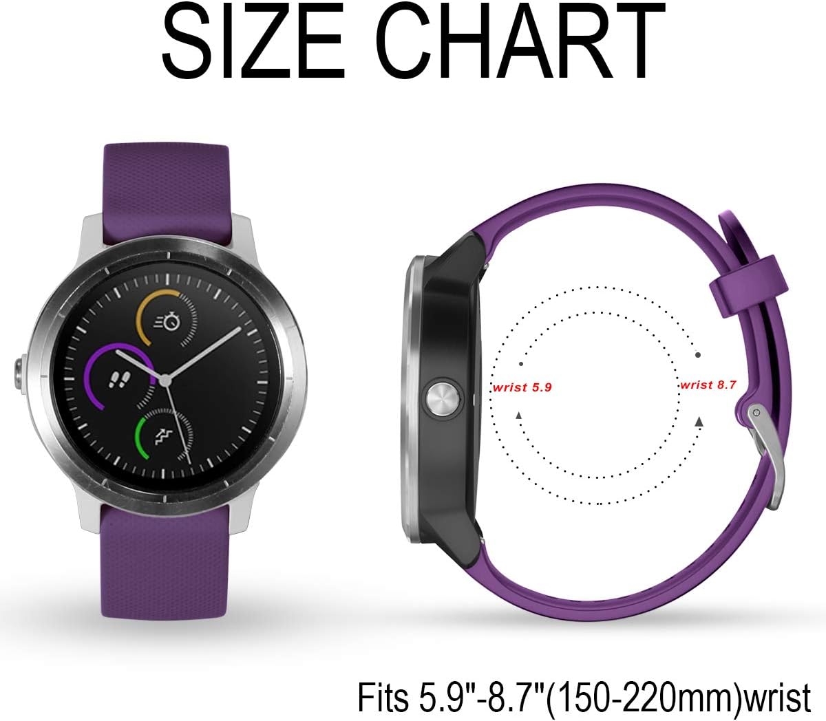 Thumbnail 6 de Vobafe 20mm Silicone Watch Strap for Garmin: Versatile Replacement Band