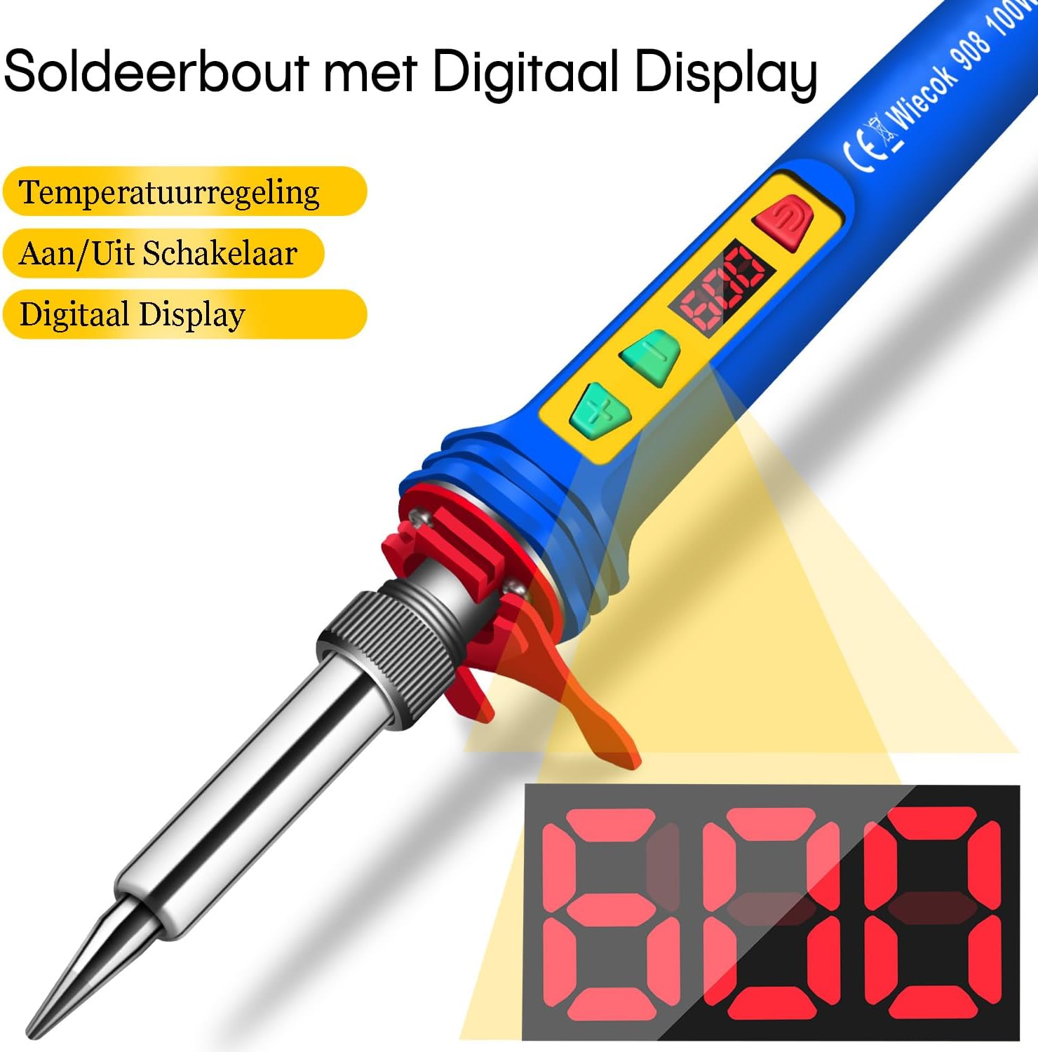 Thumbnail 1 de Wiecok 908 soldeerbout 100 W met lcd-scherm en 5 soldeerstiften