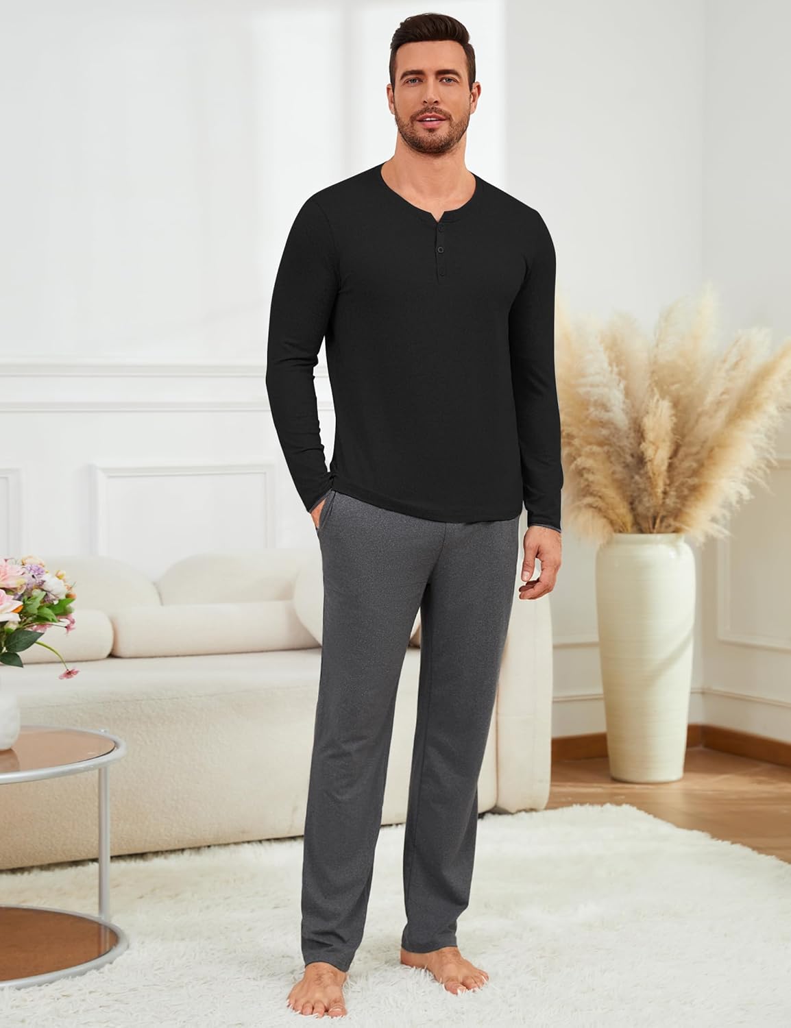 Thumbnail 1 de Uniexcosm Pyjama Homme Hiver en Coton – Ensemble 2 pièces à boutons