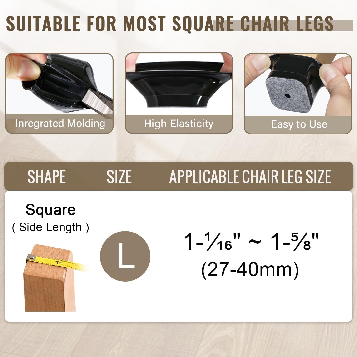 Detalle de BUMACO Chair Leg Floor Protectors, L Size