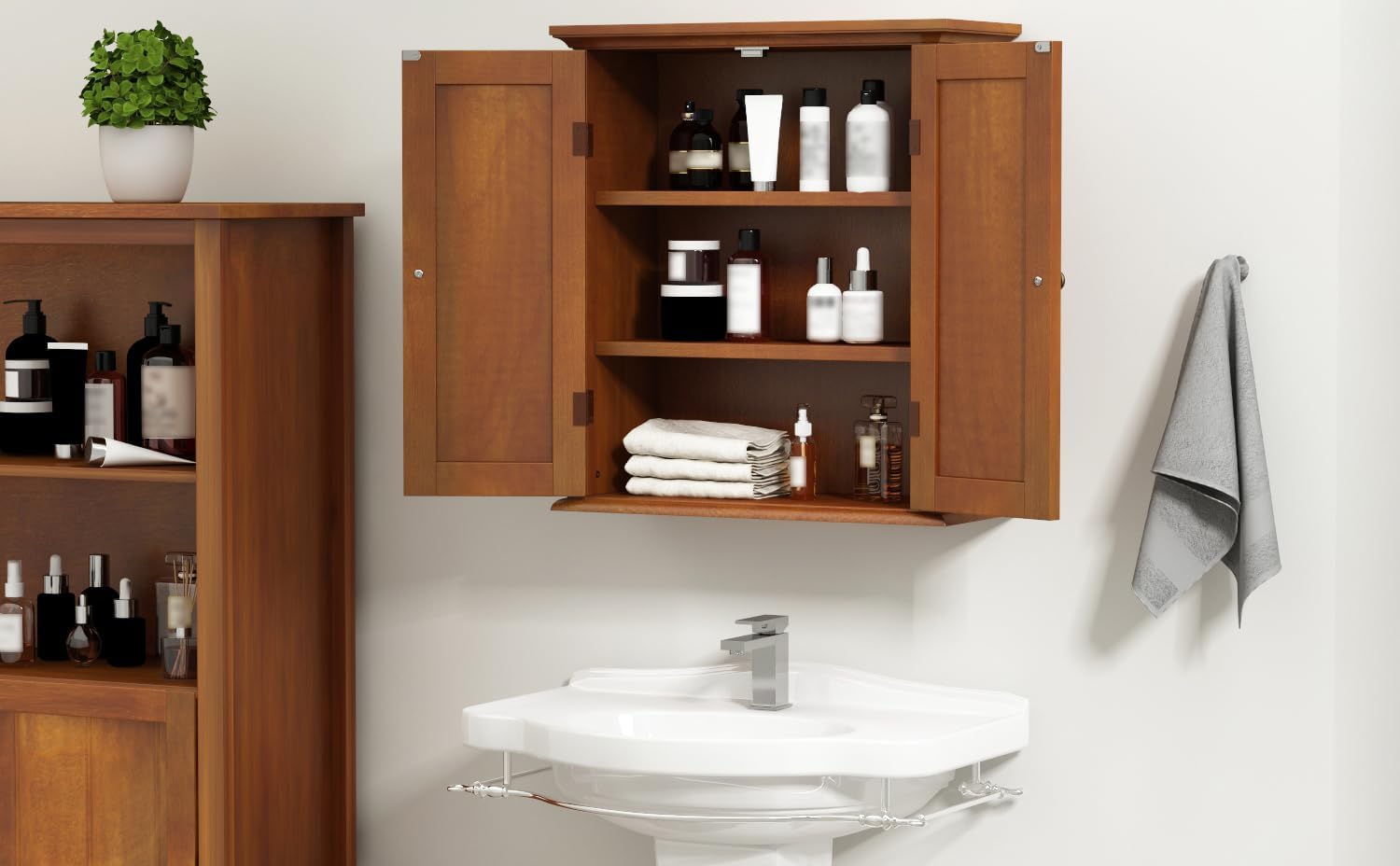 Thumbnail 1 de ChooChoo Bathroom Wall Cabinet: Over-The-Toilet Rustic Storage with Adjustable Shelves