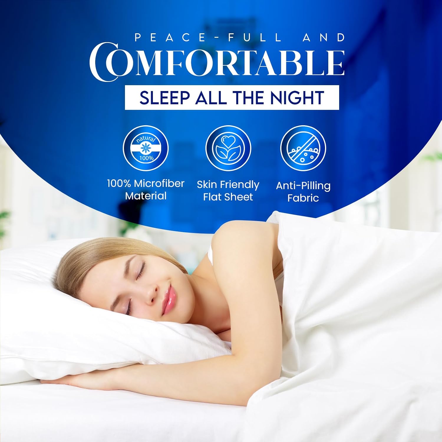 Detalle de Sunshine Comforts Microfiber King Flat Sheet: Breathable, Anti-Wrinkle and Fade-Resistant 260 x 254cm