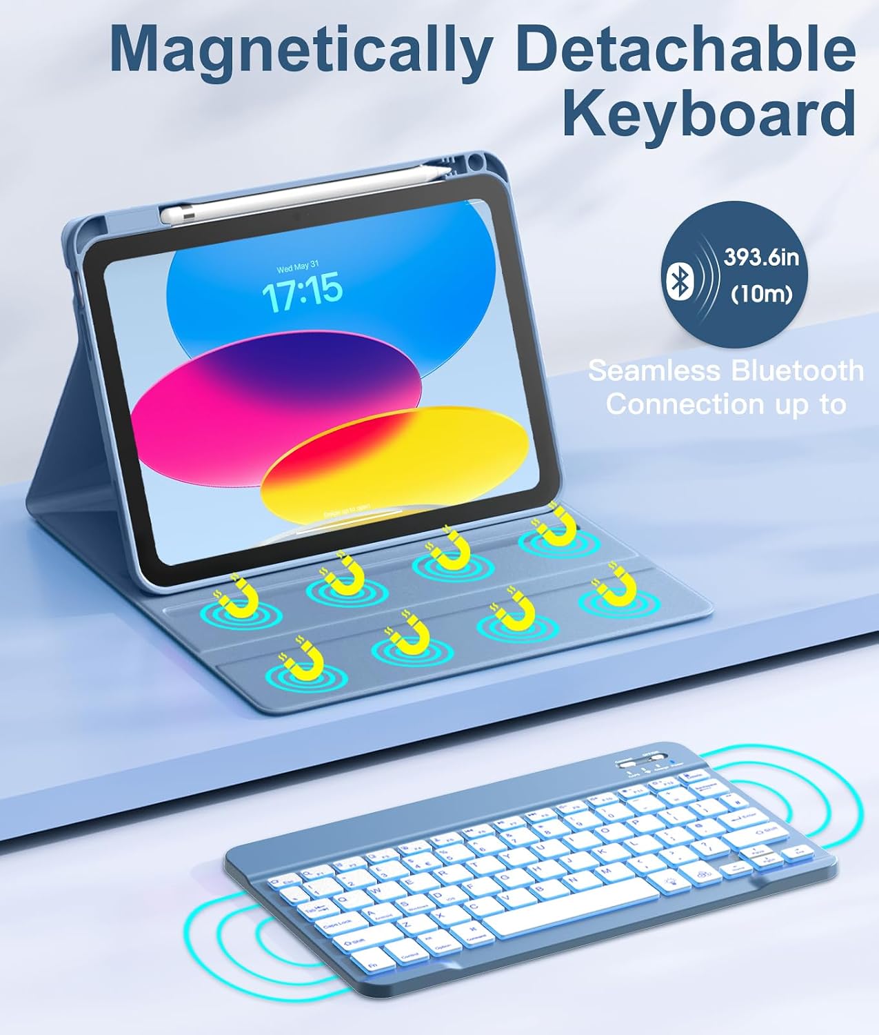 Detalle 2 de Vobafe Keyboard Case for iPad A16 11th Gen, 7‑colour backlit 🔡
