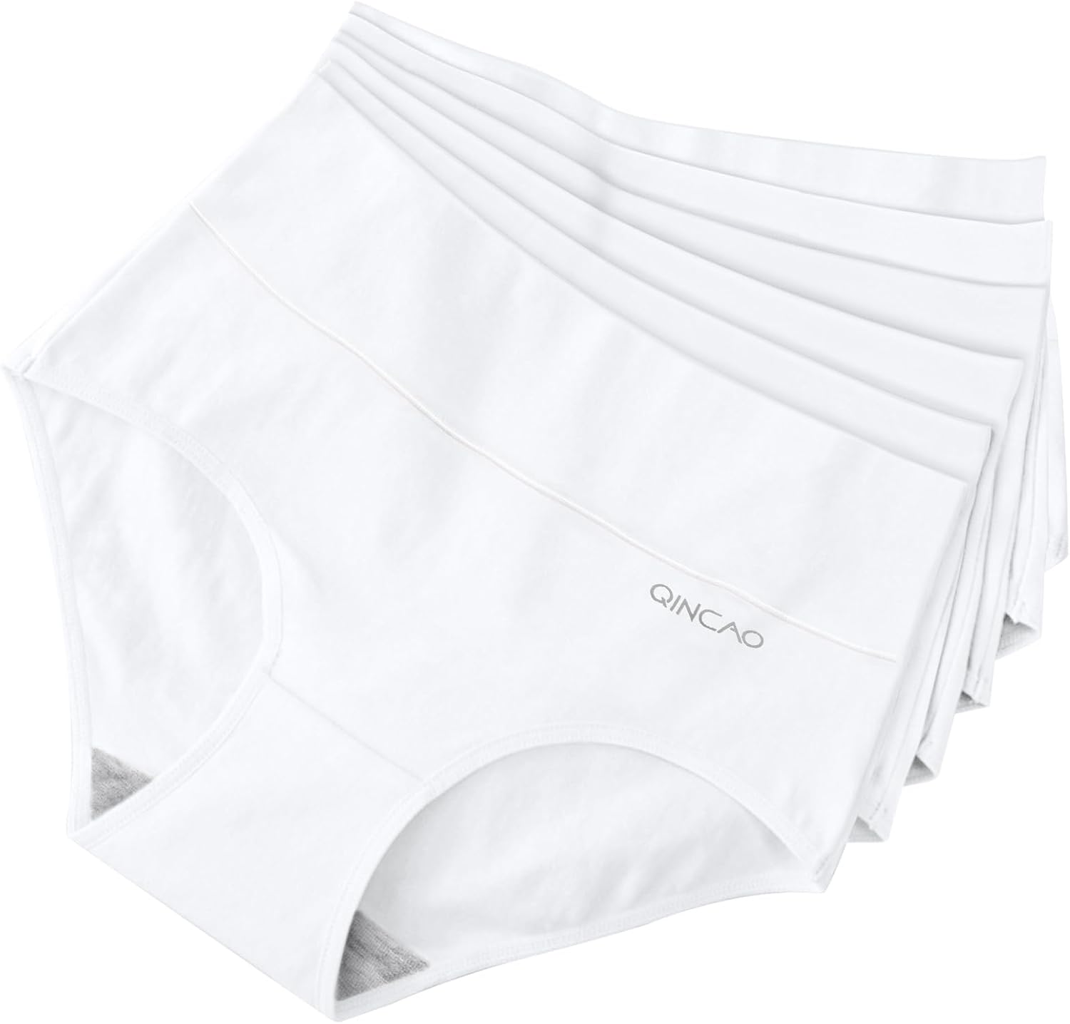 Detalle de QINCAO Damen-Unterhosen im 6er-Set mit hoher Taille aus Baumwolle (Stretch, atmungsaktiv)