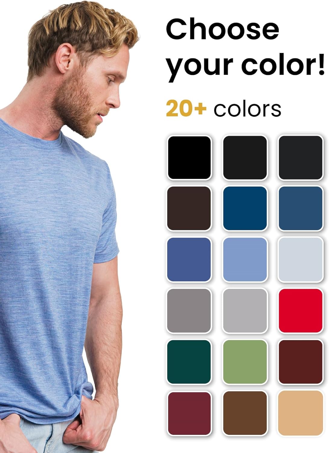 Thumbnail 1 de Merino.tech 100% Merino Wool Lightweight T-Shirt for Men (Merino Wool Base Layer)
