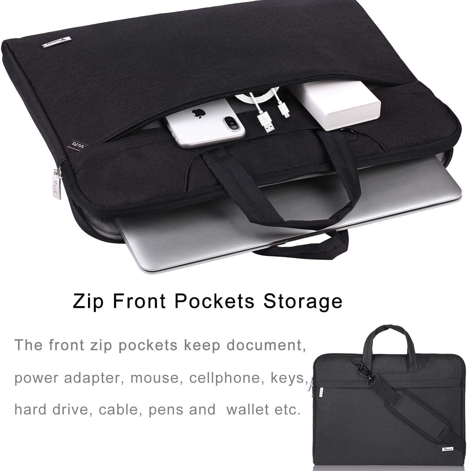 Detalle de Voova 15.6 Inch Laptop Bag Case with Shoulder Strap and Handle – Waterproof, for MacBook Pro/Air and More