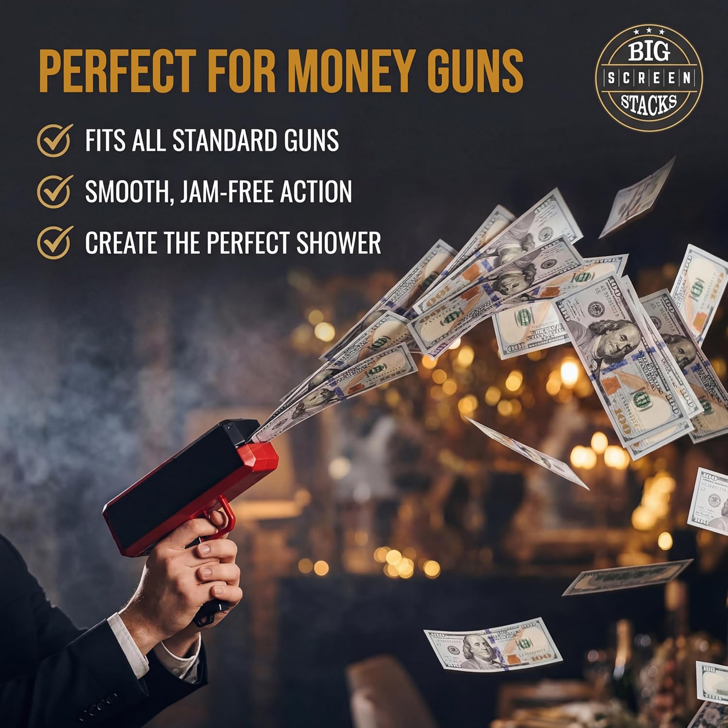 Thumbnail 1 de Big Screen Stacks prop money fake dollars ($10,000 full print) – 100 double-sided notes for film, TV, photography & more (UK)