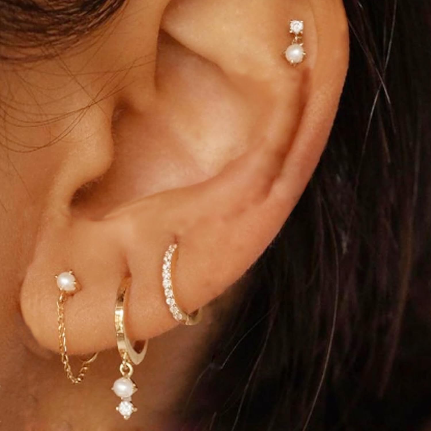 Thumbnail 6 de SELSHE Hoop Earring Set, 14K Gold-Plated