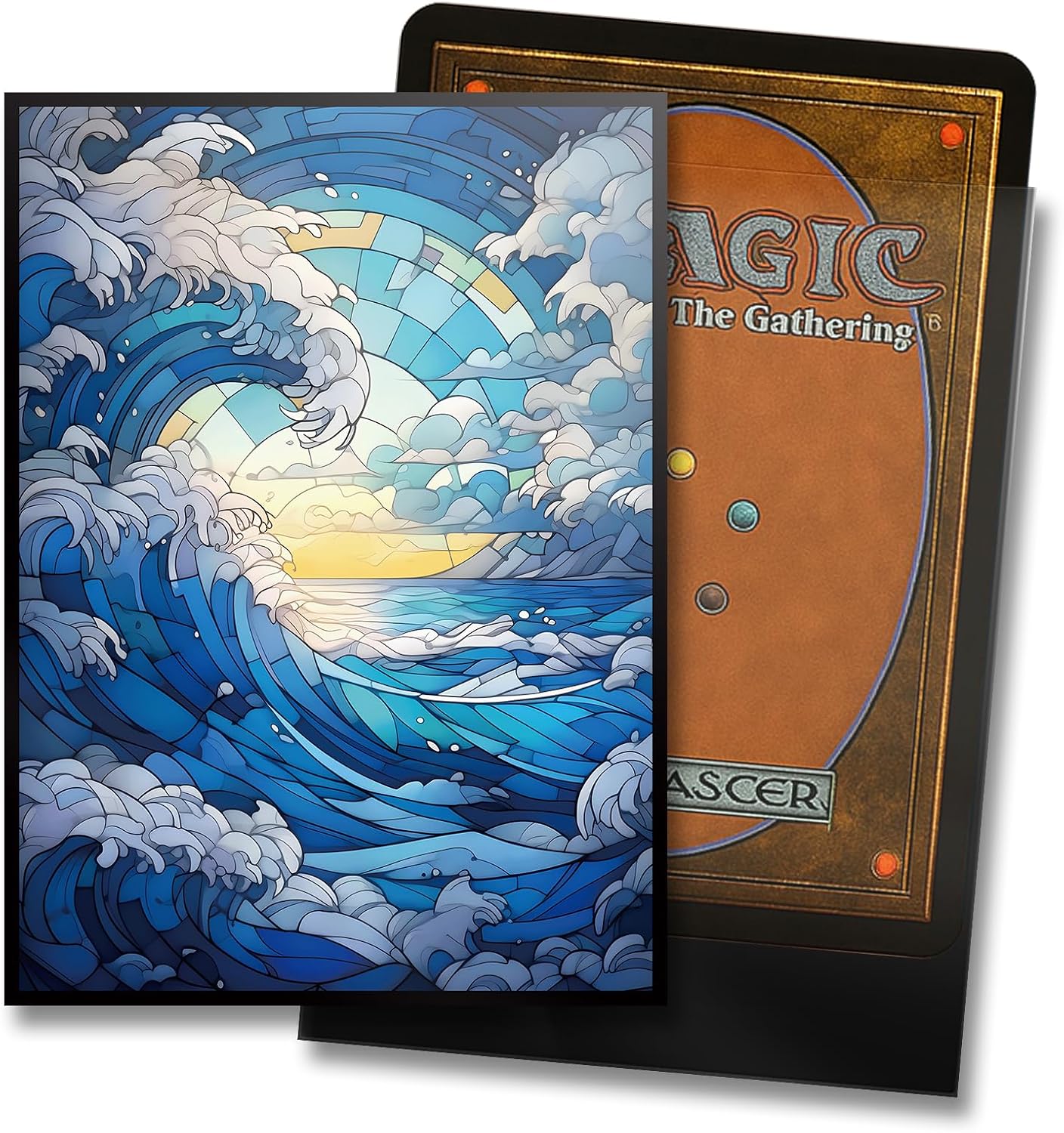 Detalle 2 de Kiiransr ステンドグラスアイランド MTG用カードスリーブ 100枚・透明フロント/マット背面