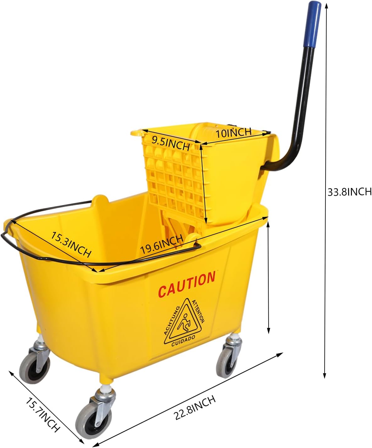 Detalle de Midoneat 35-Quart Commercial Mop Bucket with Side Press Wringer on Wheels