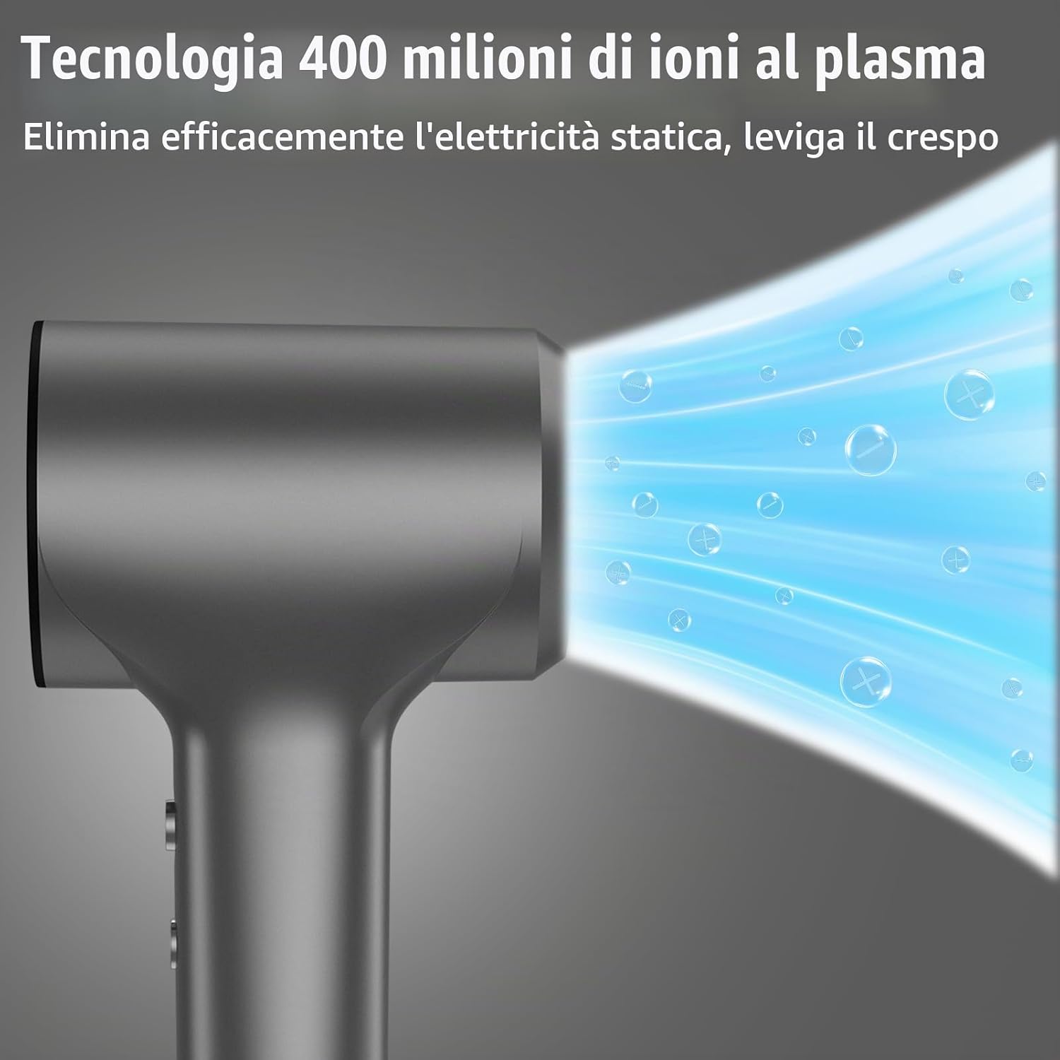 Thumbnail 5 de TQQ Asciugacapelli con ioni plasma a 400 milioni, motore brushless da 110.000 giri/min per asciugatura rapida – 57 dB, 395 g