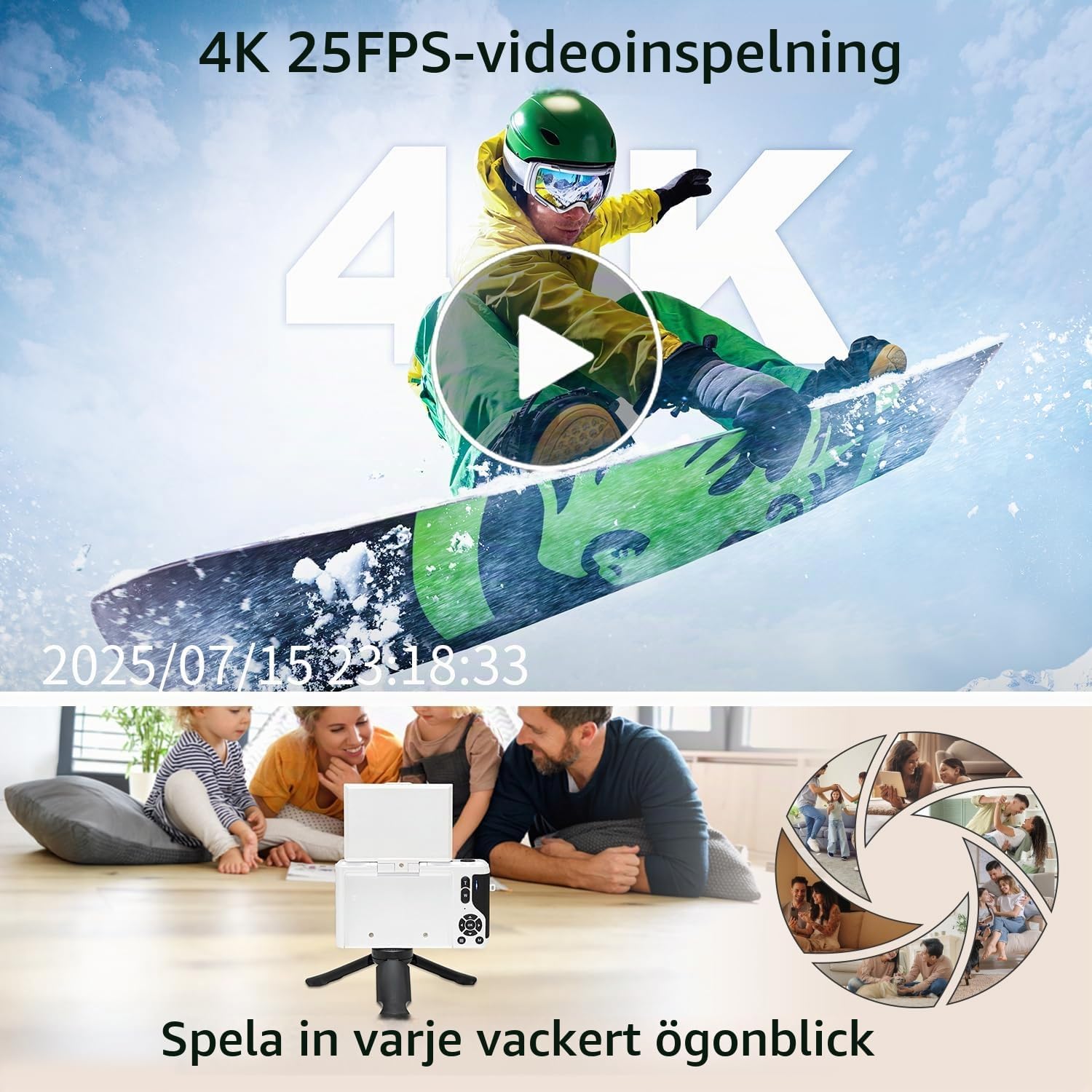 Detalle 2 de ARNSSIEN Y1 kompaktkamera med 4K-video och 16× digital zoom
