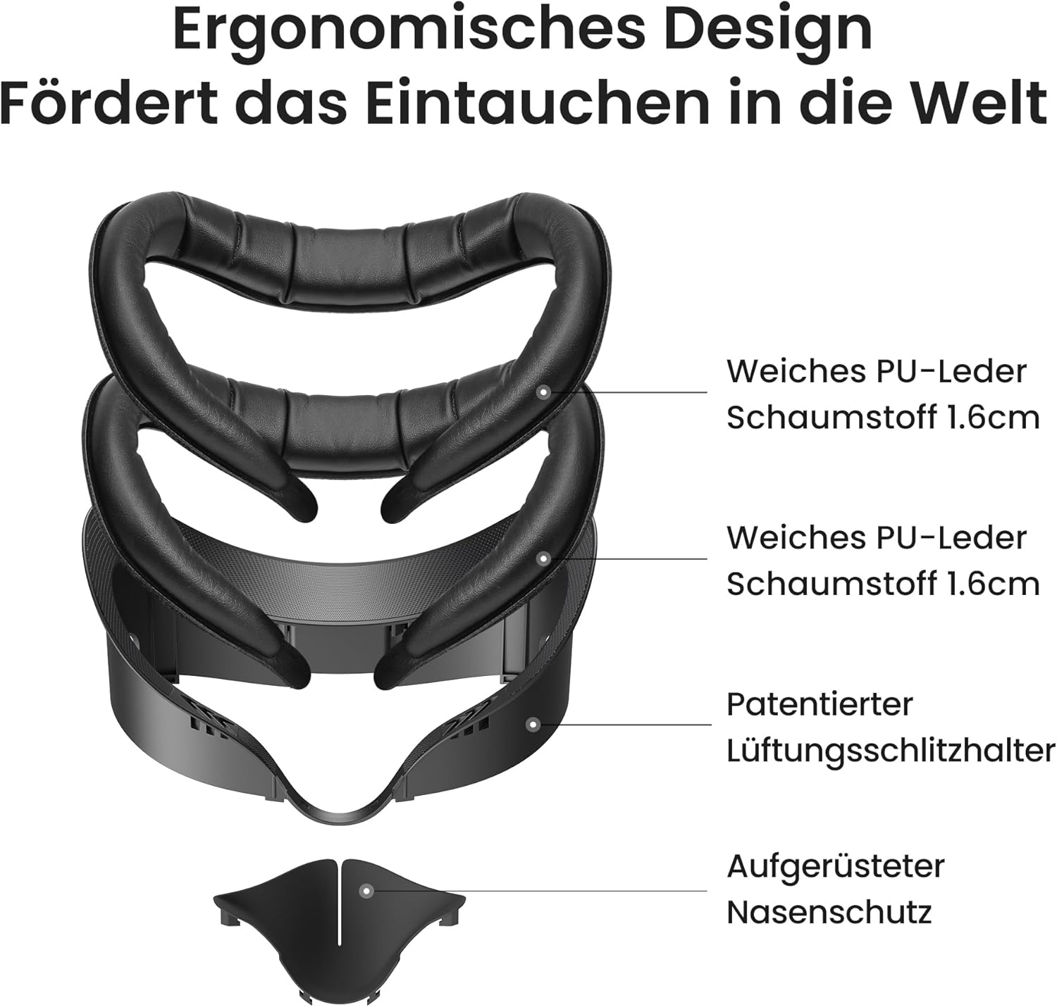 Detalle de KIWI design V3 Face Cover Pad – Facial Interface (2er-Set) für Meta Quest 3, kompatibel mit Kabelloser Ladestation