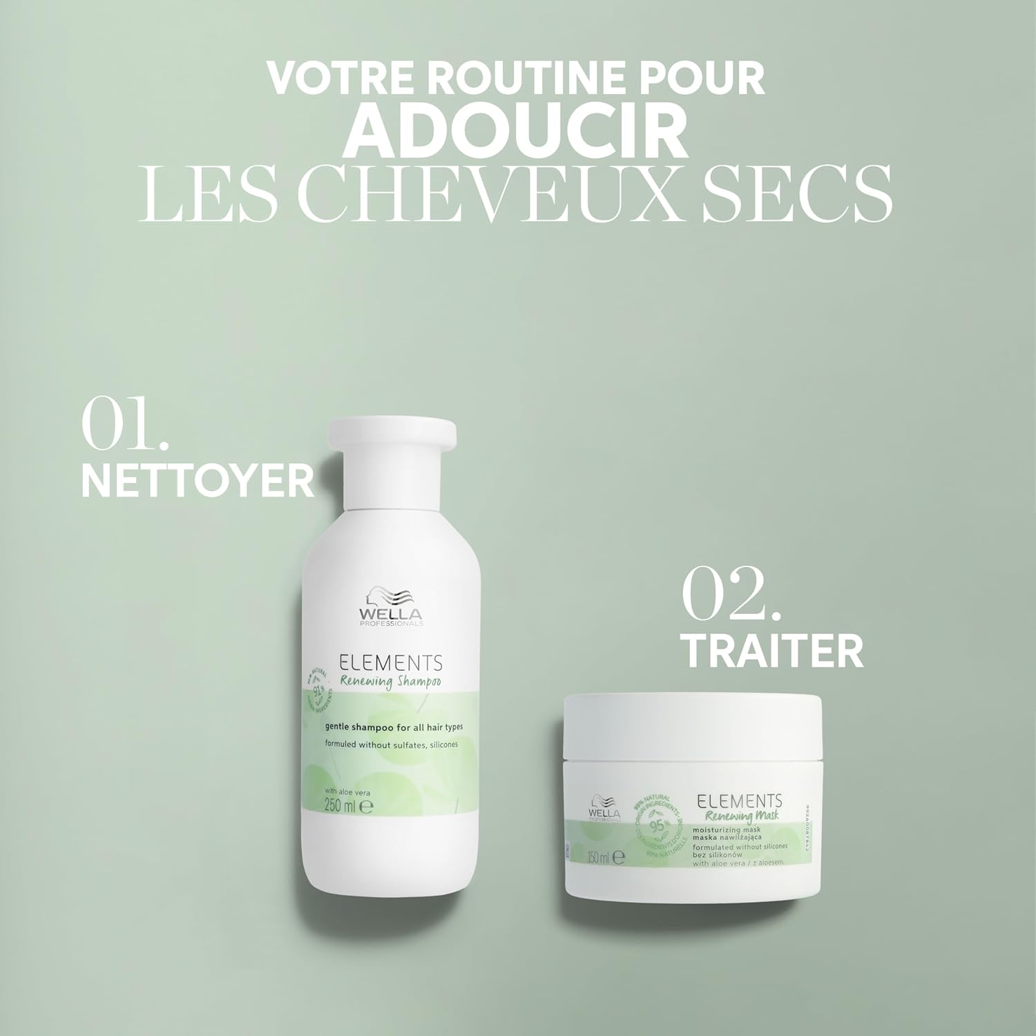 Thumbnail 5 de Wella Professionals ELEMENTS Renewing Shampoing sans sulfate (Aloe Vera) Tous types de cheveux – 1 L