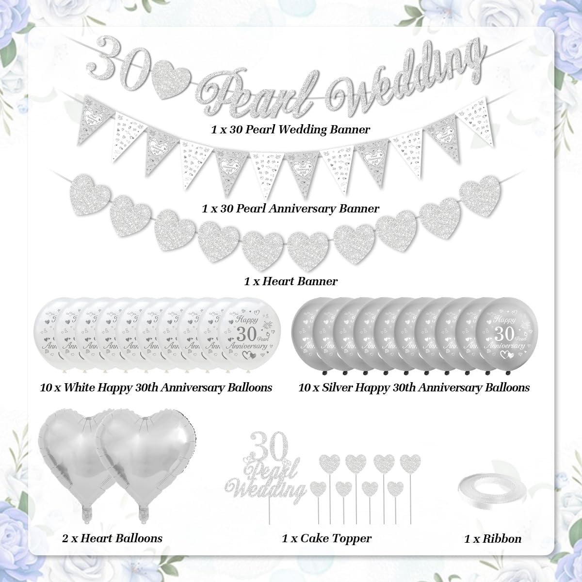 Thumbnail 1 de Perlen Hochzeit Deko – 30. Hochzeitstag Dekorationen von KISPATTI