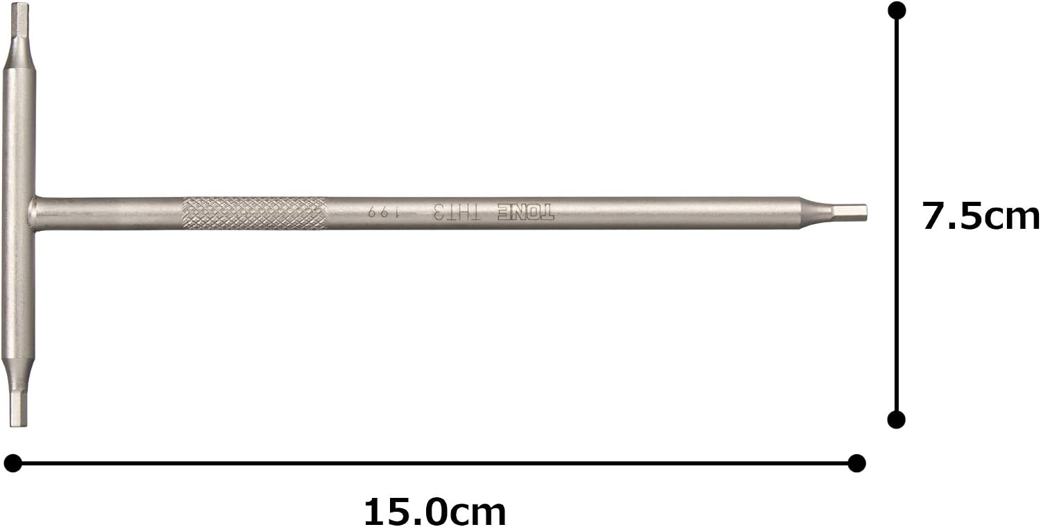 Detalle 1 de トネ(TONE) THT-03 T形ヘキサゴンレンチ 二面幅3mm・全長150mm、合金鋼製