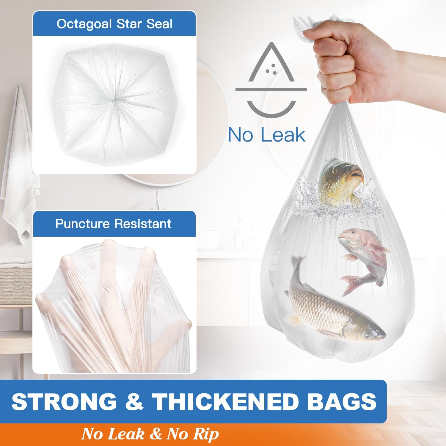 Detalle de Small Trash Bags 4 Gallon – 105 Count, Unscented Lincoln Style Bin Liners for 4-Gallon Cans