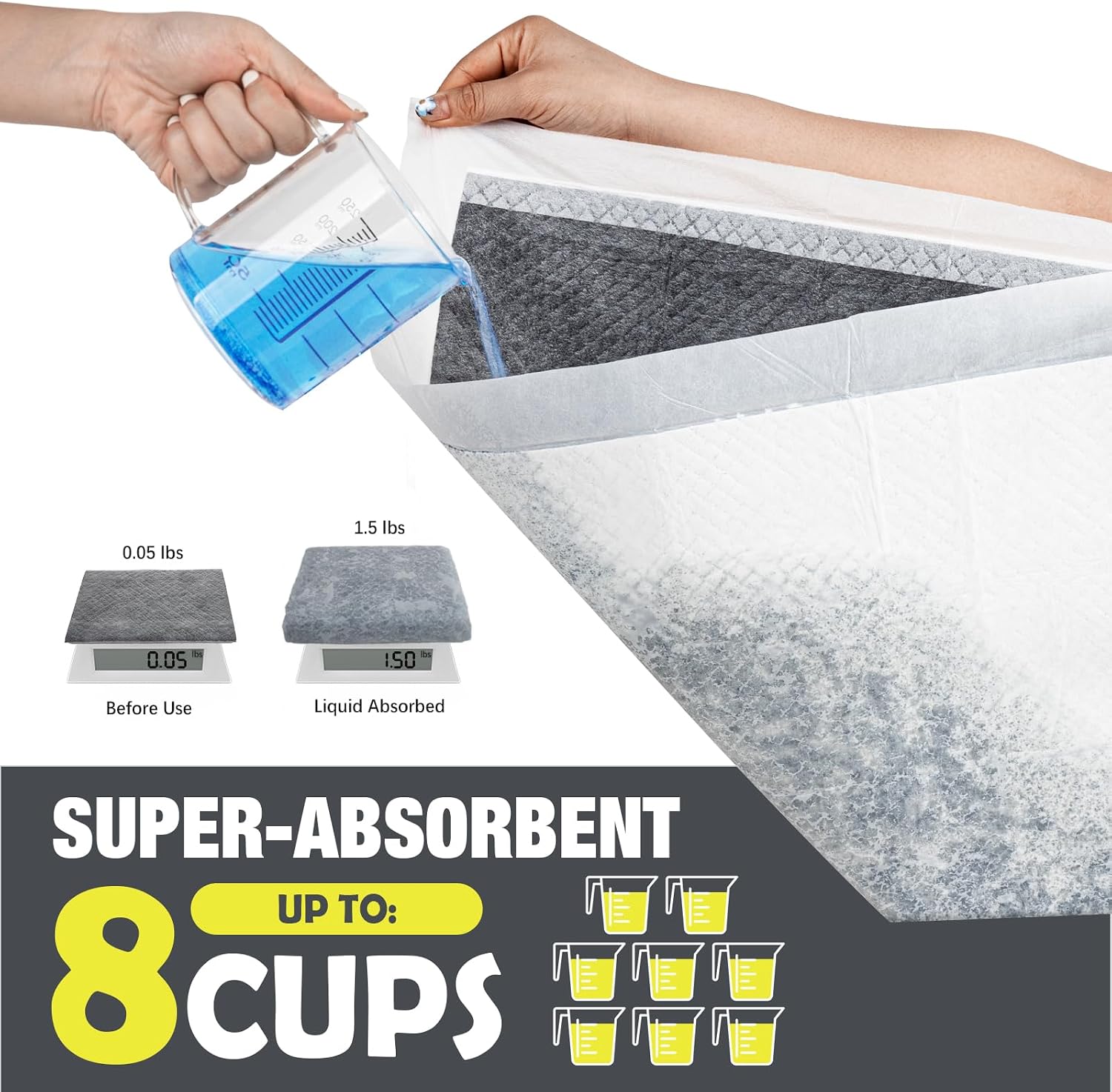 Detalle de Flying Paws Trainingspads XL 60x90 – 20 Stück, 6-lagig, Aktivkohle, auslaufsicher