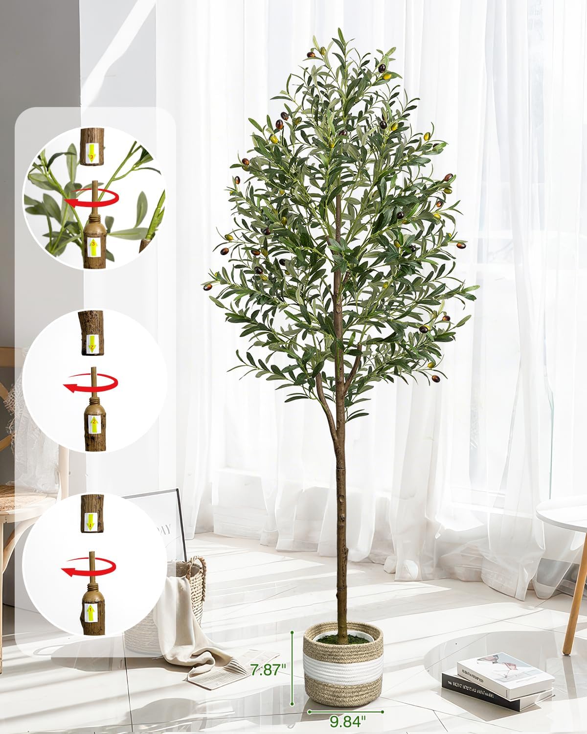 Detalle de LuceAlberi artificial olive tree, 6 ft
