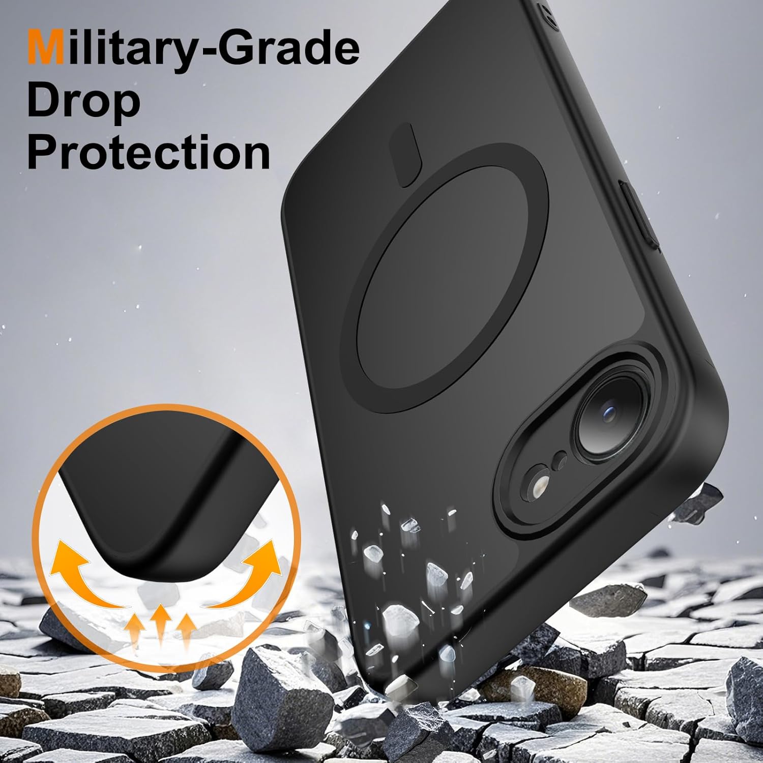 Detalle de Ezanmull MagSafe Case for iPhone 17e/16e with Screen Protectors | Full Protection, Translucent Anti-Fingerprint Finish