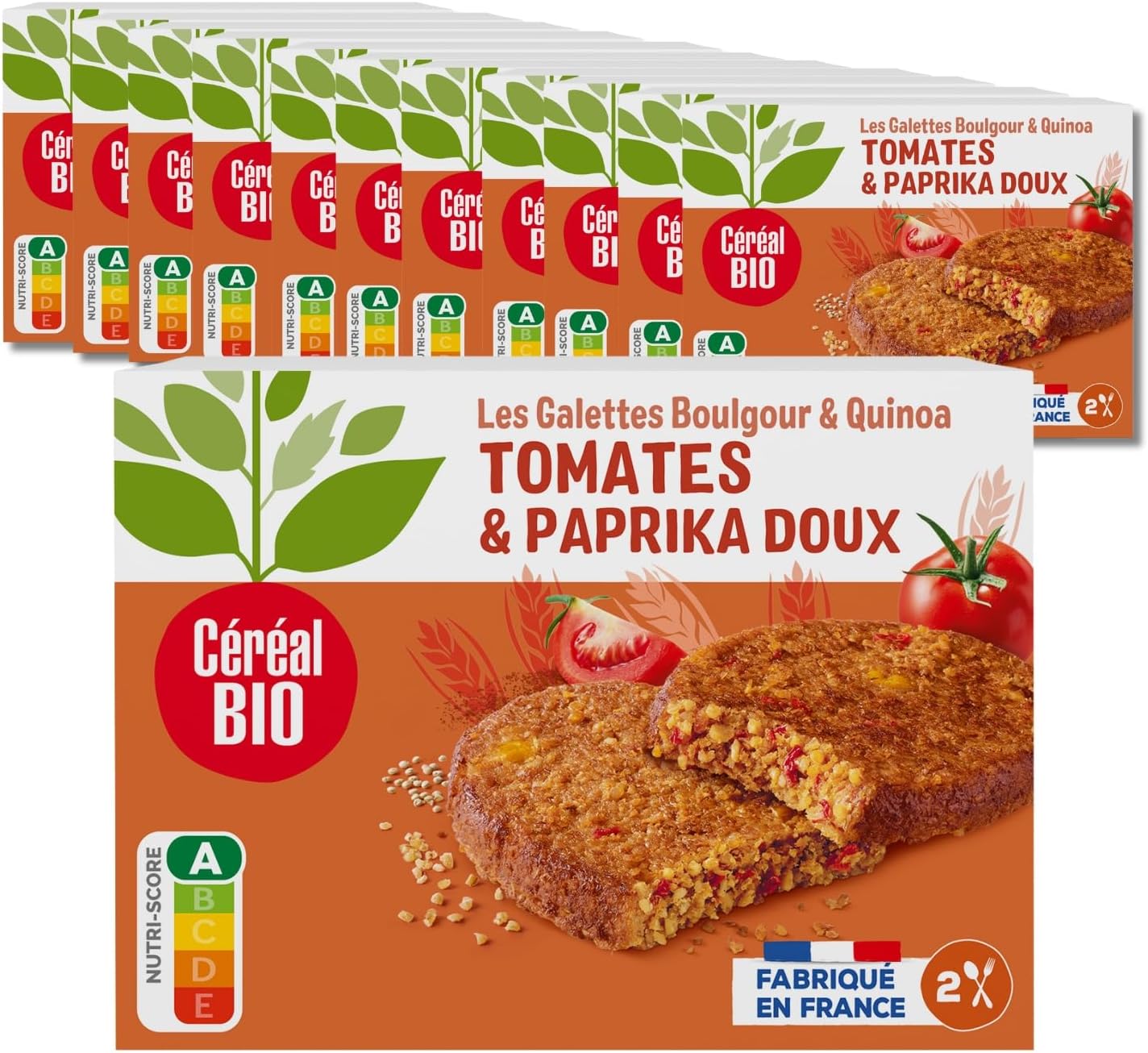 Detalle de CÉRÉAL BIO Galettes Boulgour & Quinoa à la Tomate Bio – Lot de 12, vegan et rapide