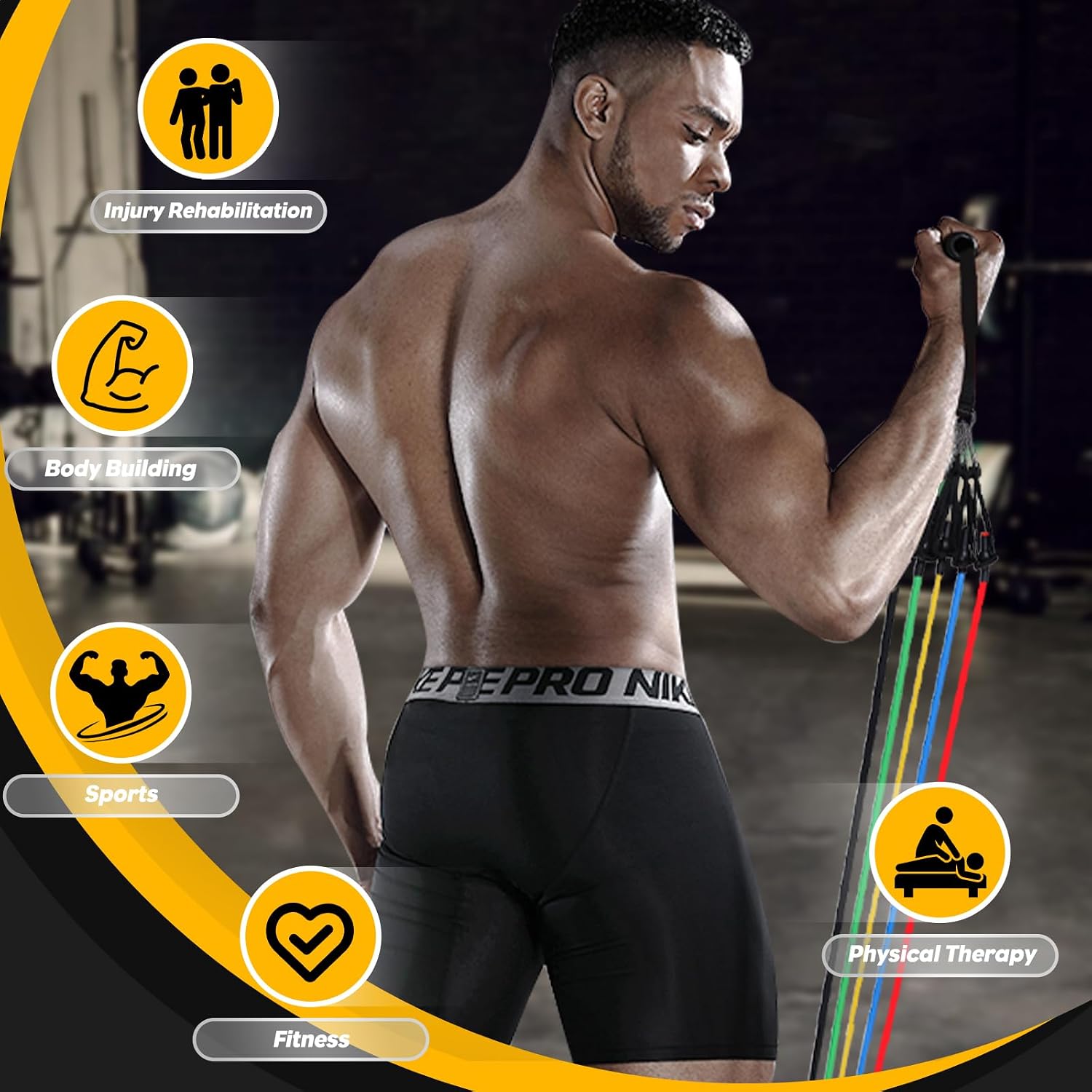 Thumbnail 3 de Resistance Bands Set with Handle, 5pcs – 150 lb Capacity for Home Gym, Yoga and Pilates