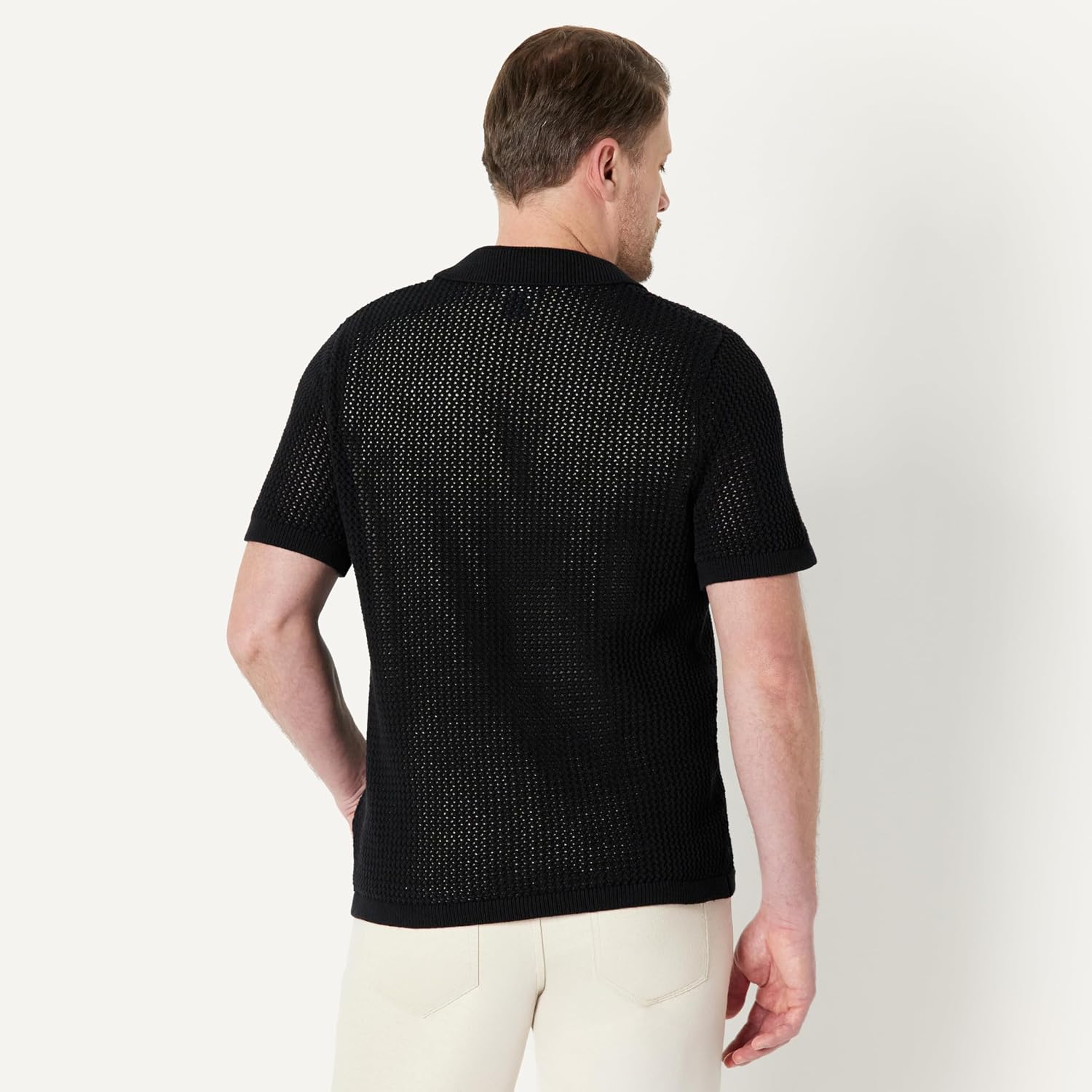 Detalle de Amazon Essentials Men's Short-Sleeve Button-Down Resort Knit Shirt