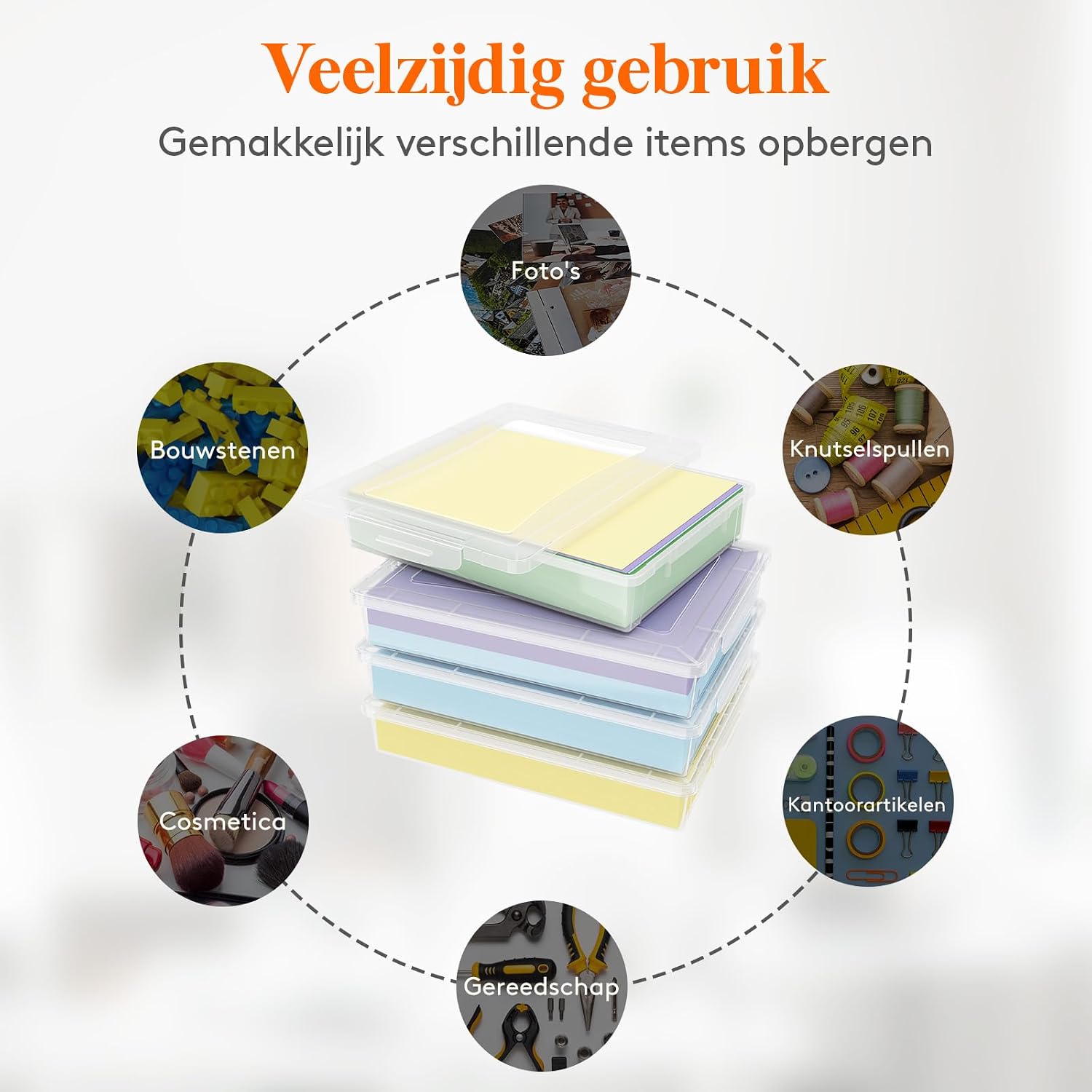 Detalle de Lifewit 23046 opbergdozen voor A4-papier, 6 stuks, stapelbaar en met klikdeksel