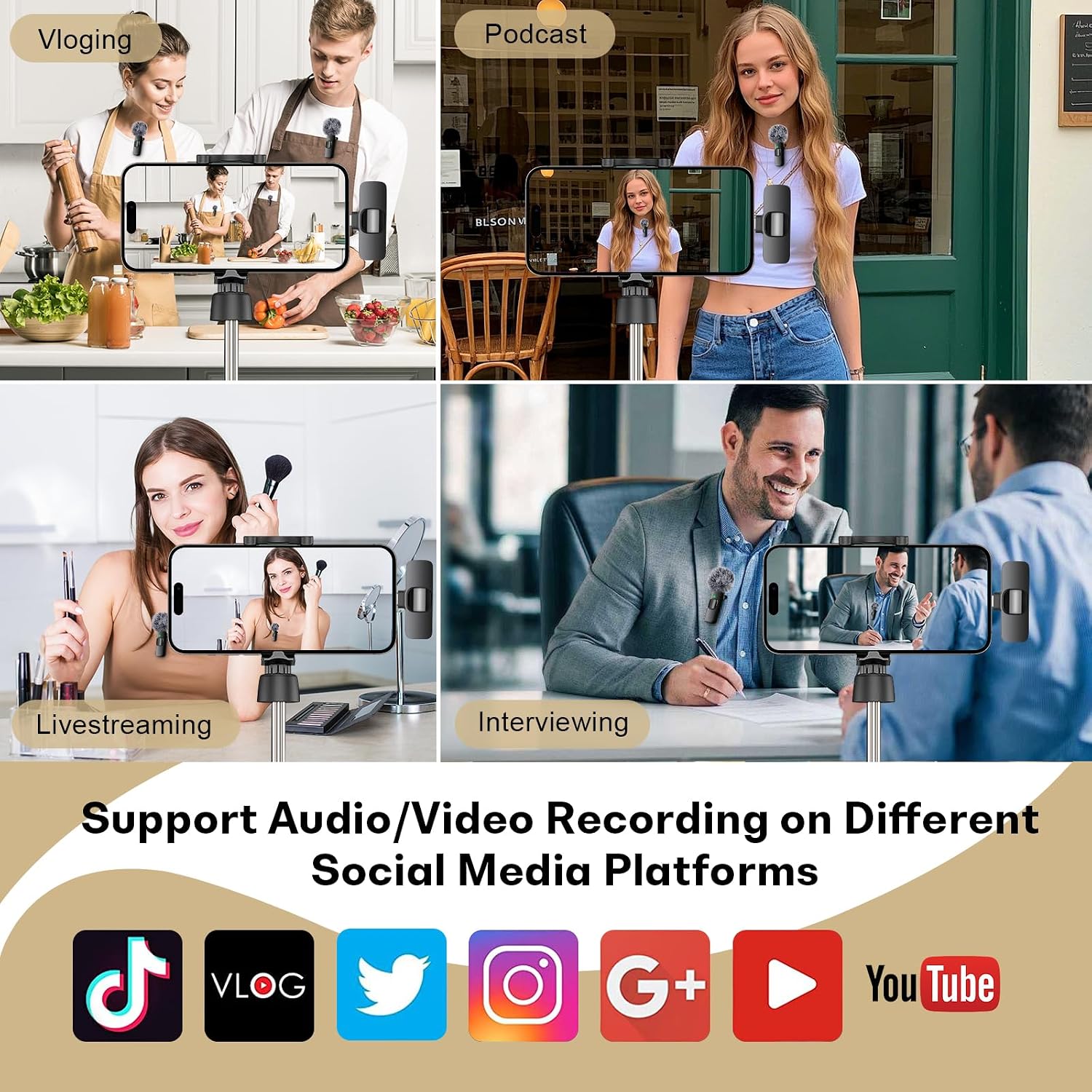 Thumbnail 5 de MAYBESTA WM351A Wireless Lavalier Microphone Kit with USB-C and Lightning Adapter