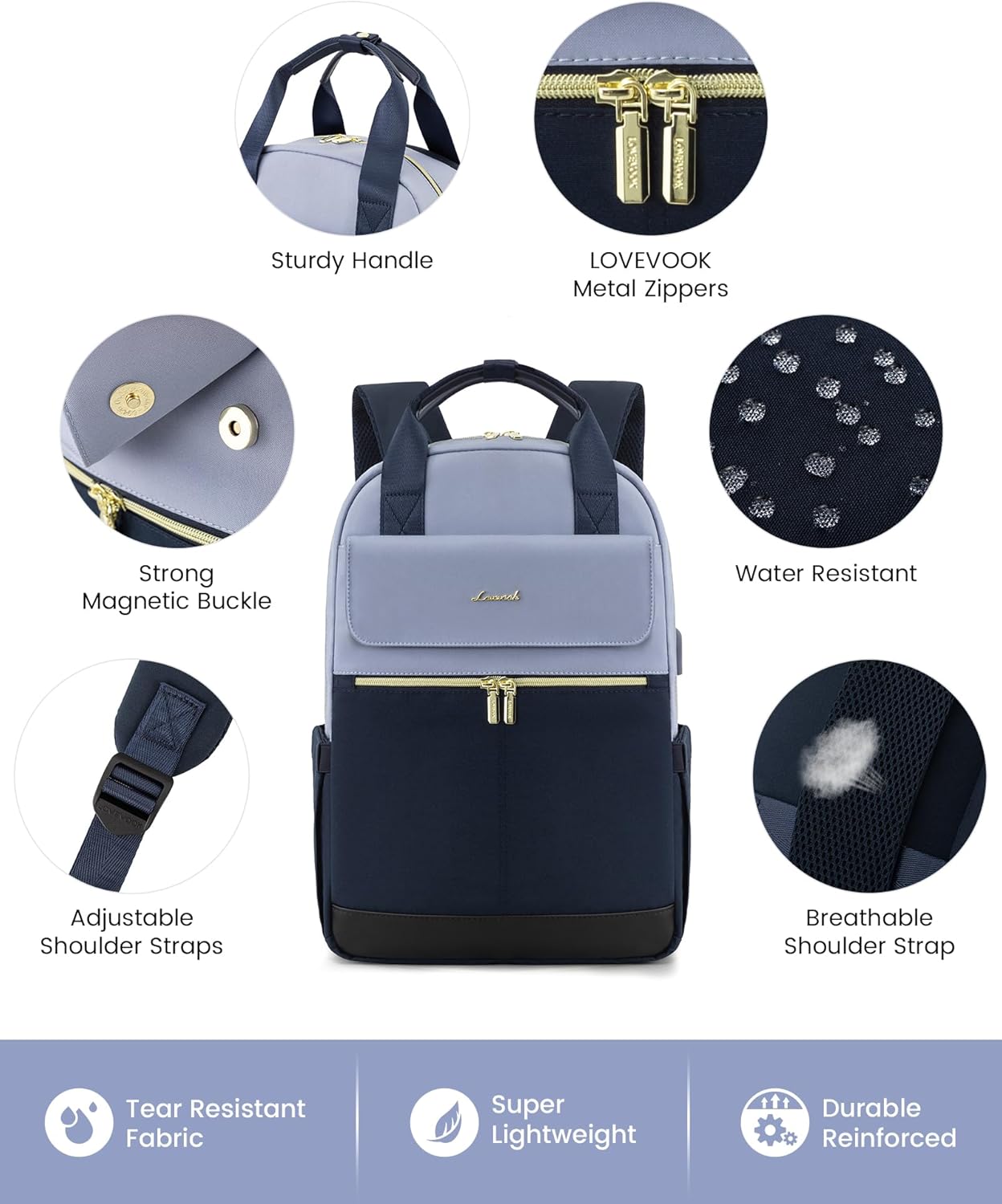 Thumbnail 2 de LOVEVOOK 15.6 Inch Laptop Backpack Blue