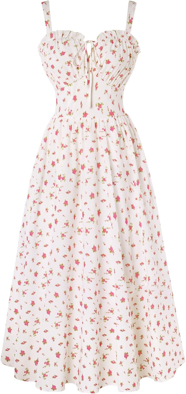 Detalle de SCARLET DARKNESS Robe d’été décontractée sans manches à motif floral « Scarlet Darkness »