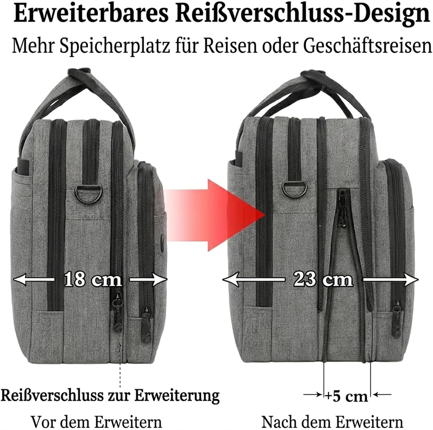 Thumbnail 3 de Mancro Aktenkoffer Herren – 17 Zoll Laptoptasche mit erweiterbarem Stauraum, wasserdichte Business-Tasche