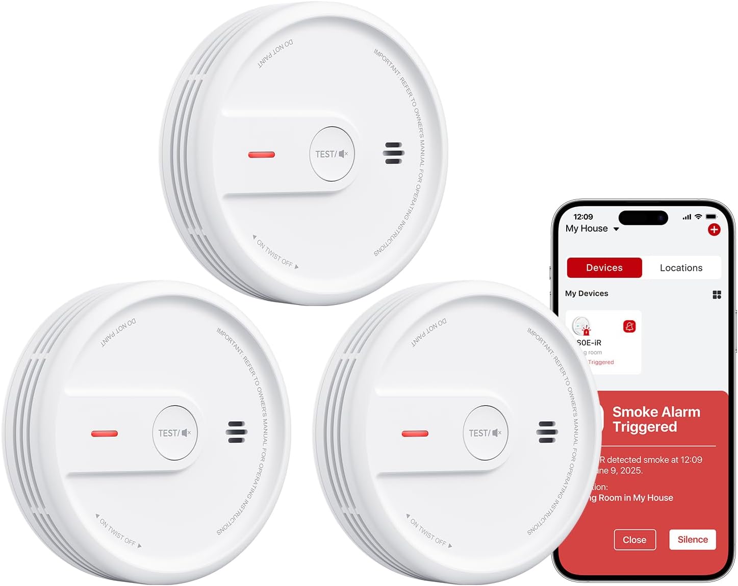 Detalle de X-Sense XS0E-iR smart smoke alarm 10-year pack