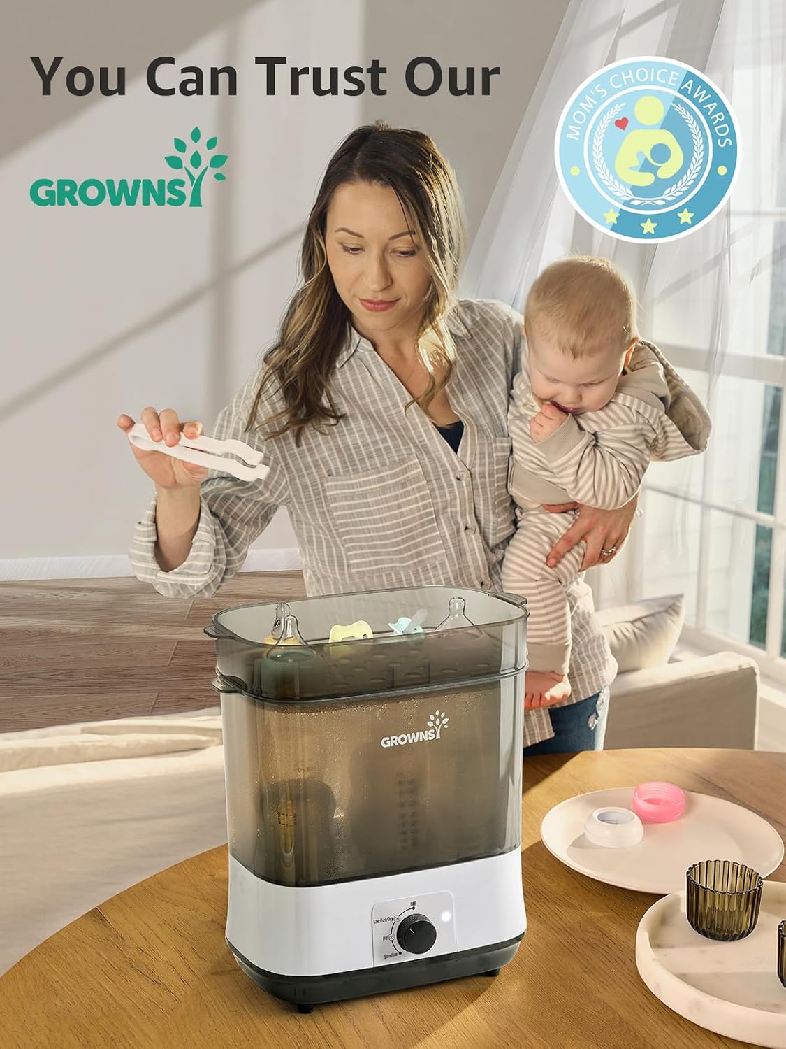 Thumbnail 6 de GROWNSY 4-in-1 Baby Bottle Sterilizer and Dryer, 360° Steam, 72-Hour Storage
