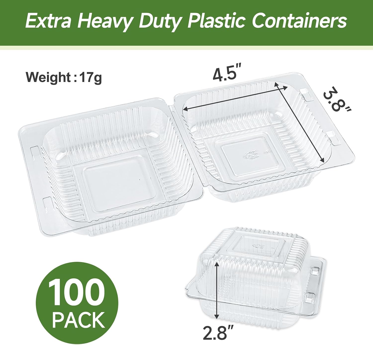 Thumbnail 1 de Dealusy 100-Pack Extra Heavy Duty Clear Slice Cake Carriers with Lids