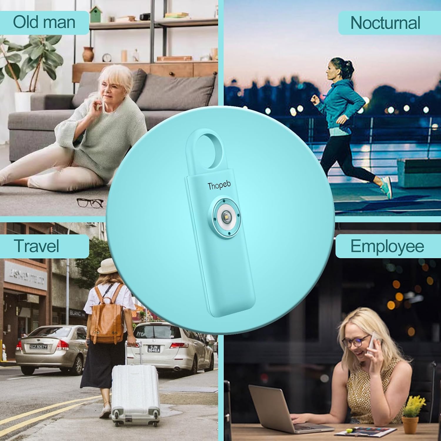 Thumbnail 4 de Der Original Persönlicher Alarm für Frauen (Schlüsselanhänger) – 130 dB Sirene & LED-Stroboskoplicht „Azure“