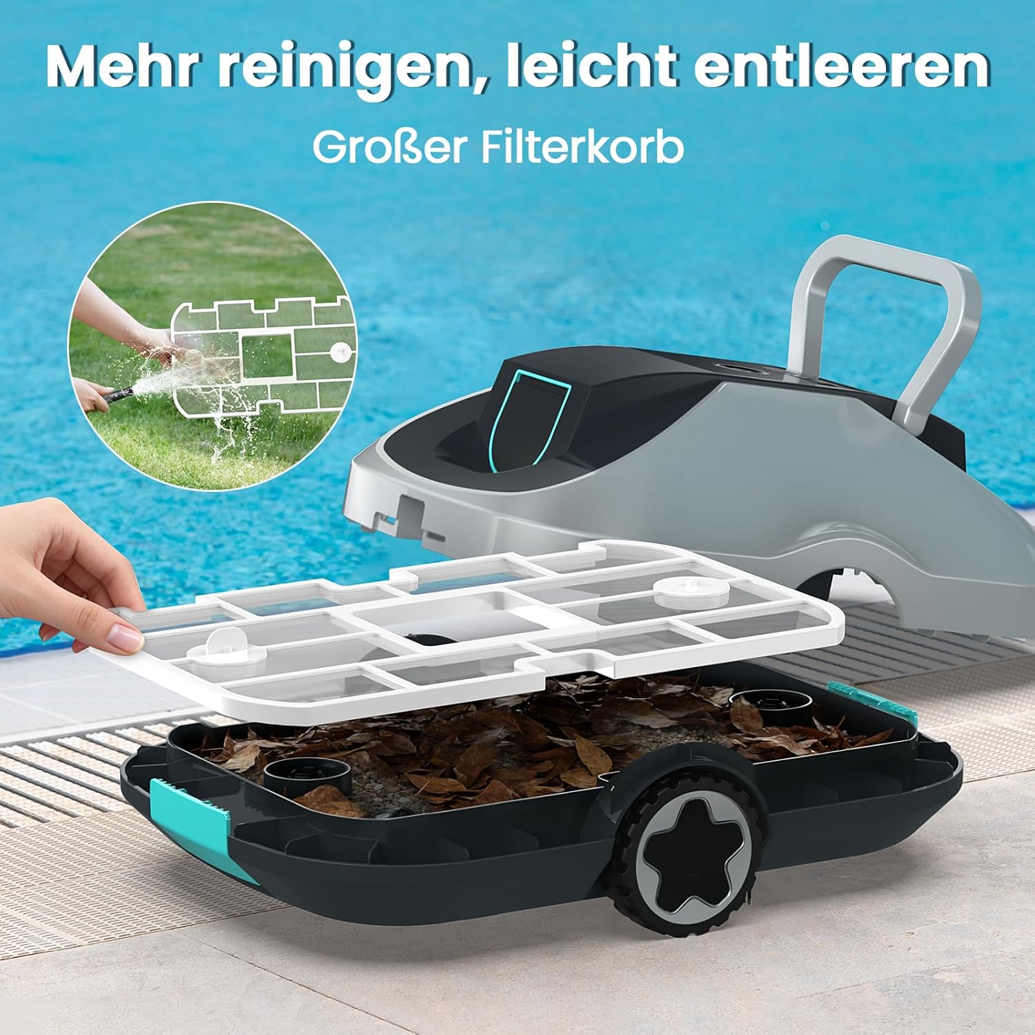 Thumbnail 4 de Kabelloser Poolroboter mit Akku: Poolroboter Akku C1 für bis zu 200 Minuten Laufzeit