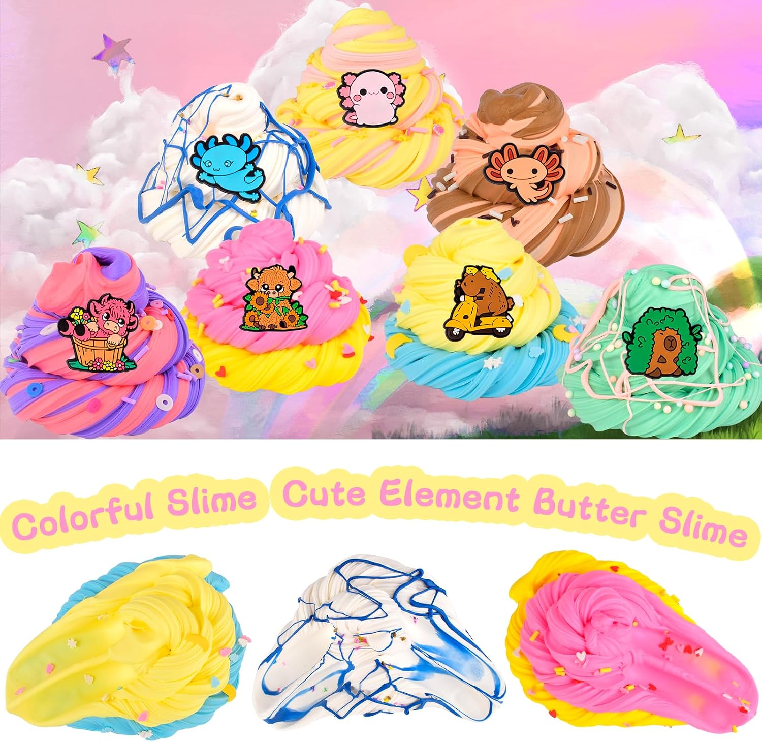 Detalle 2 de 12 Pack Fluffy Axolotl Slime Kit 12pc