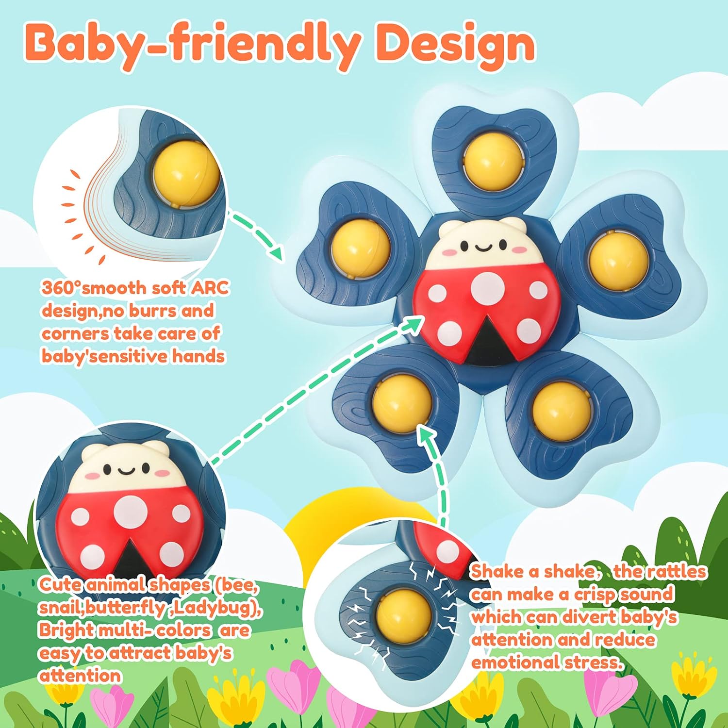Detalle 2 de Vanmor Saugnapf Spinner Fidget-Spielzeug für Babys