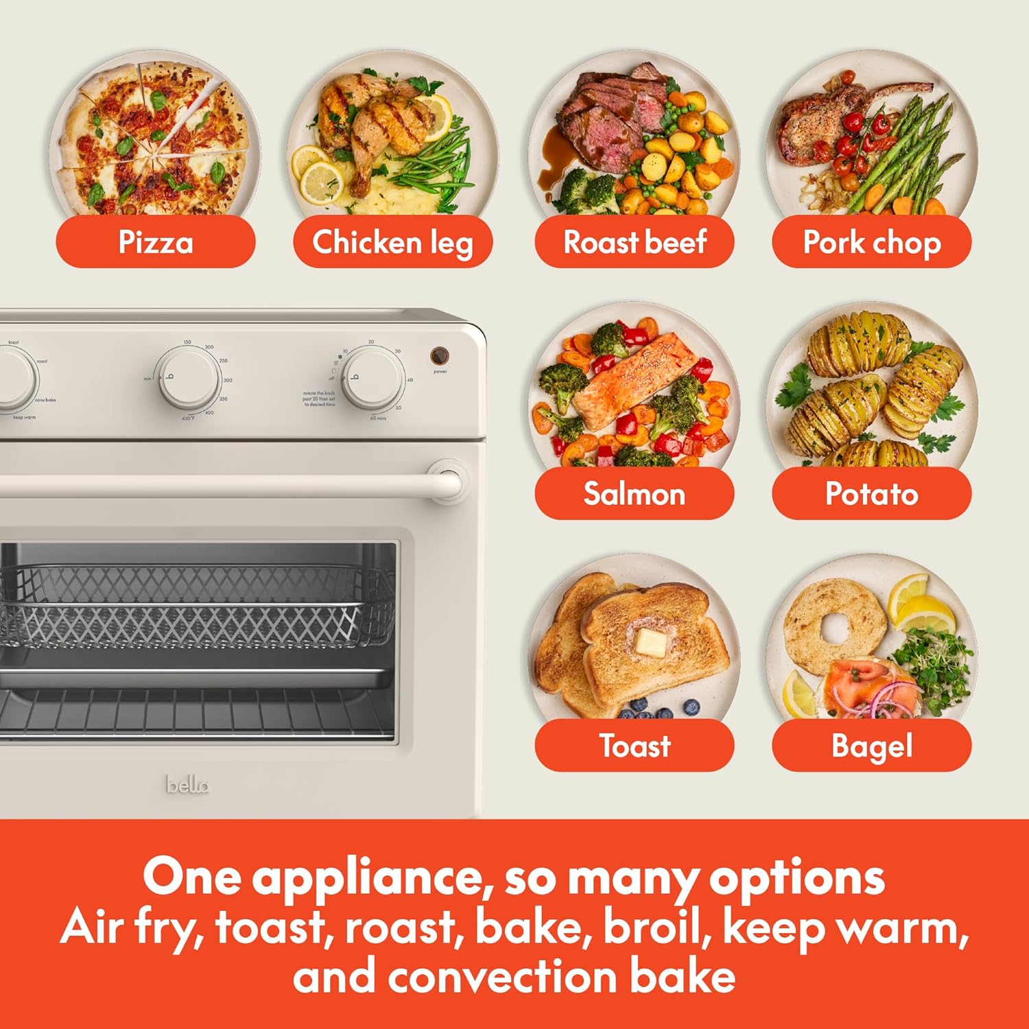 Thumbnail 4 de Bella Air Fry Toaster Oven (1700W) with 7 Preset Cooking Options, Auto Shutoff & Dishwasher-Safe Trays