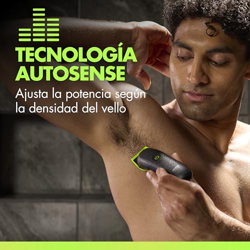 Detalle de GilletteLabs i5 Body + Intimate: Recortadora corporal con 4 peines y funda (Negro/Verde)