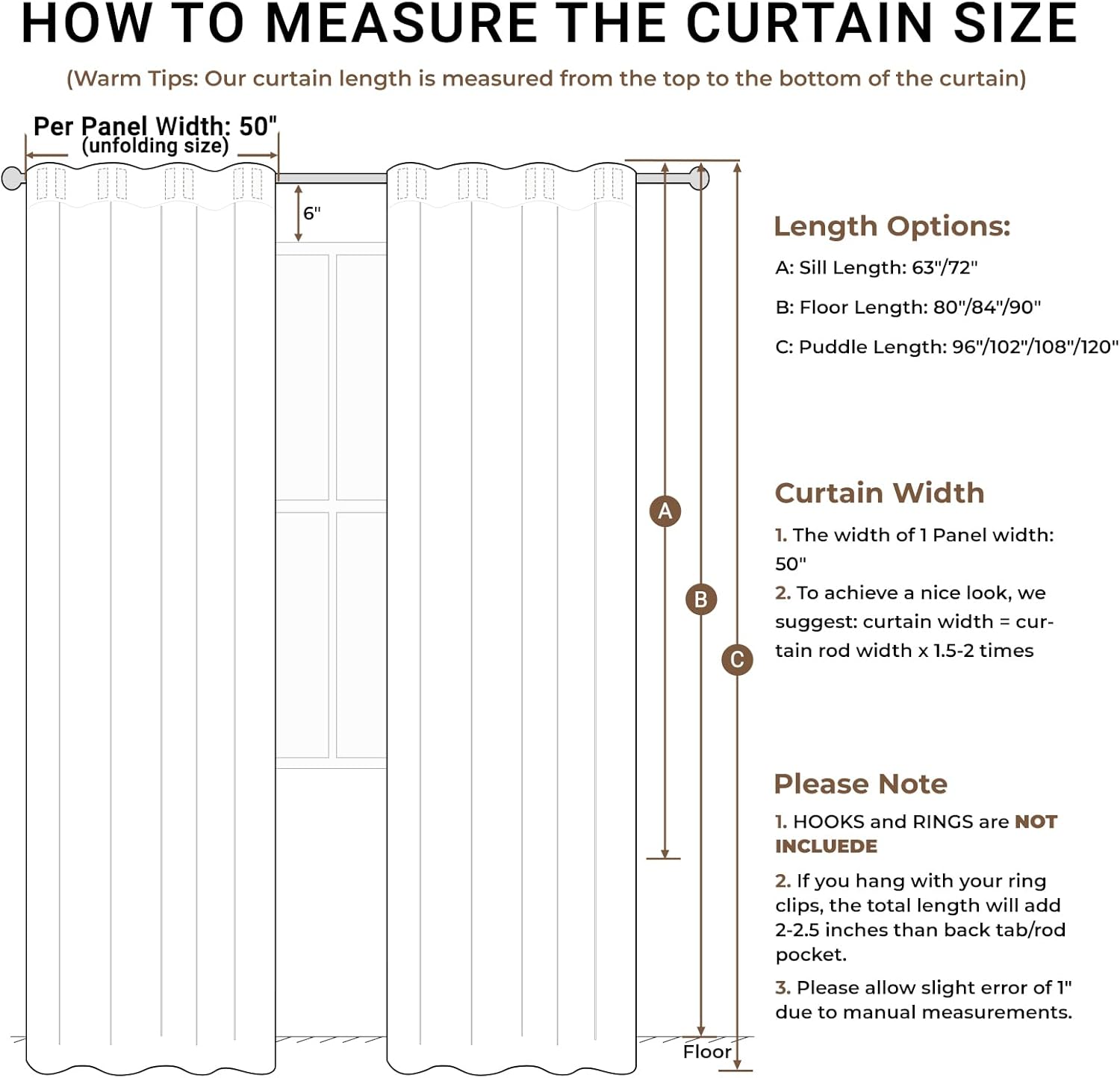 Thumbnail 6 de INOVADAY 100% Blackout Curtains — 50x84 Inches, 2 Panels, Beige Linen Look with 3 Hanging Options