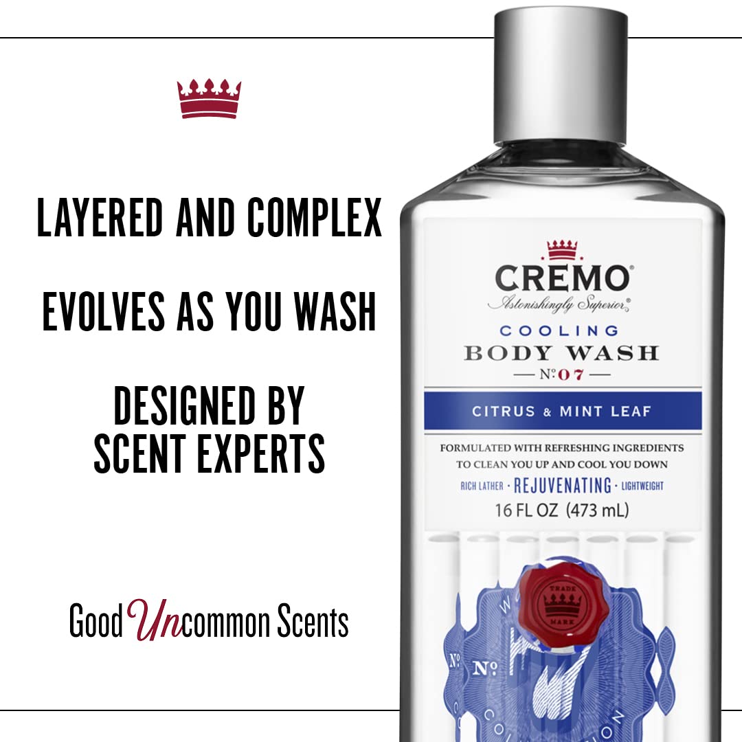 Detalle de CREMO Cooling Body Wash for Men – Duschgel mit Minze und Zitrus, 473 ml