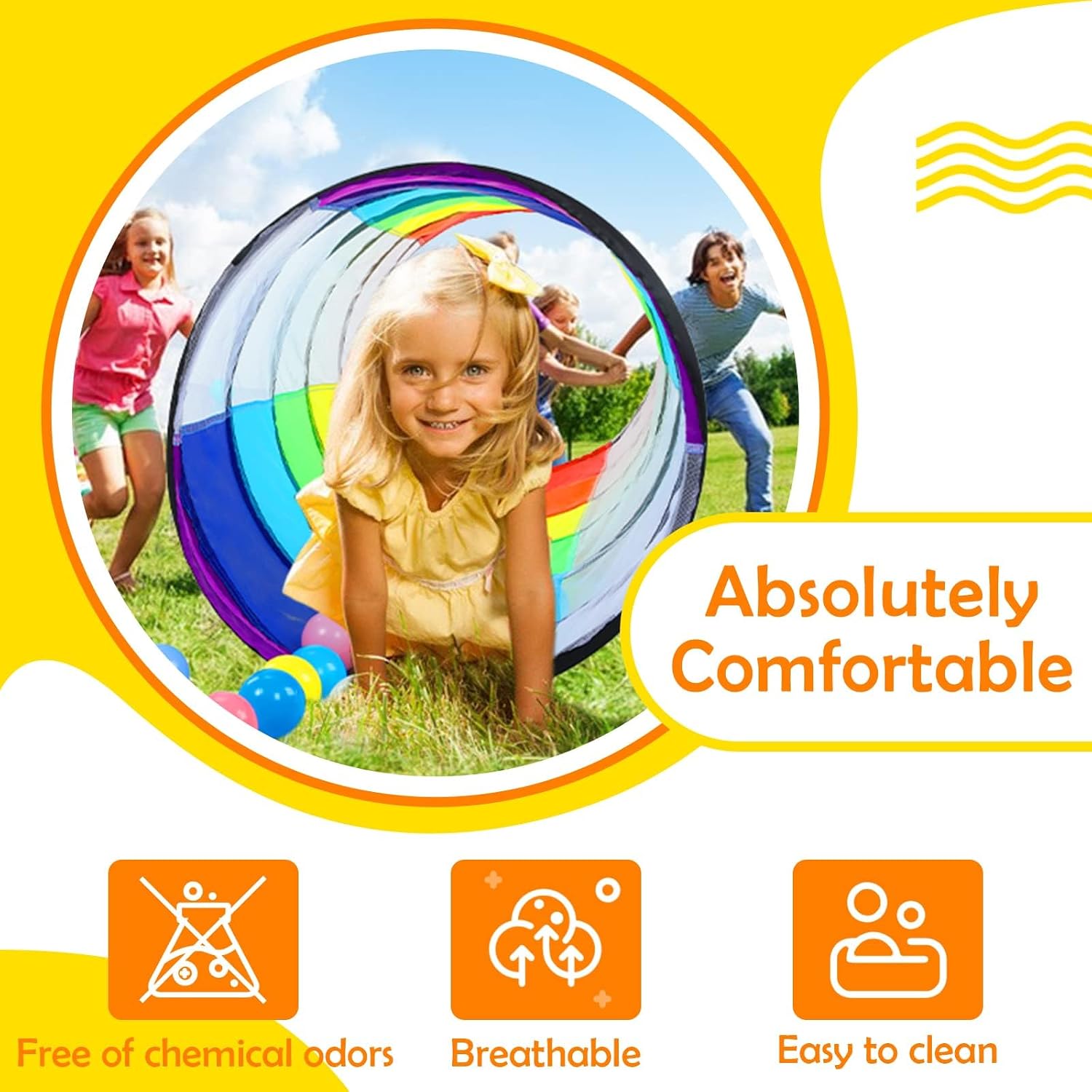 Detalle de Kids Play Tunnel 6 ft pop-up crawl tunnel