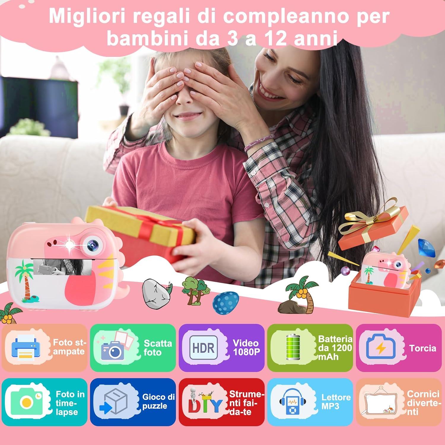 Detalle 2 de ARNSSIEN M3 fotocamera istantanea 1080P per bambini