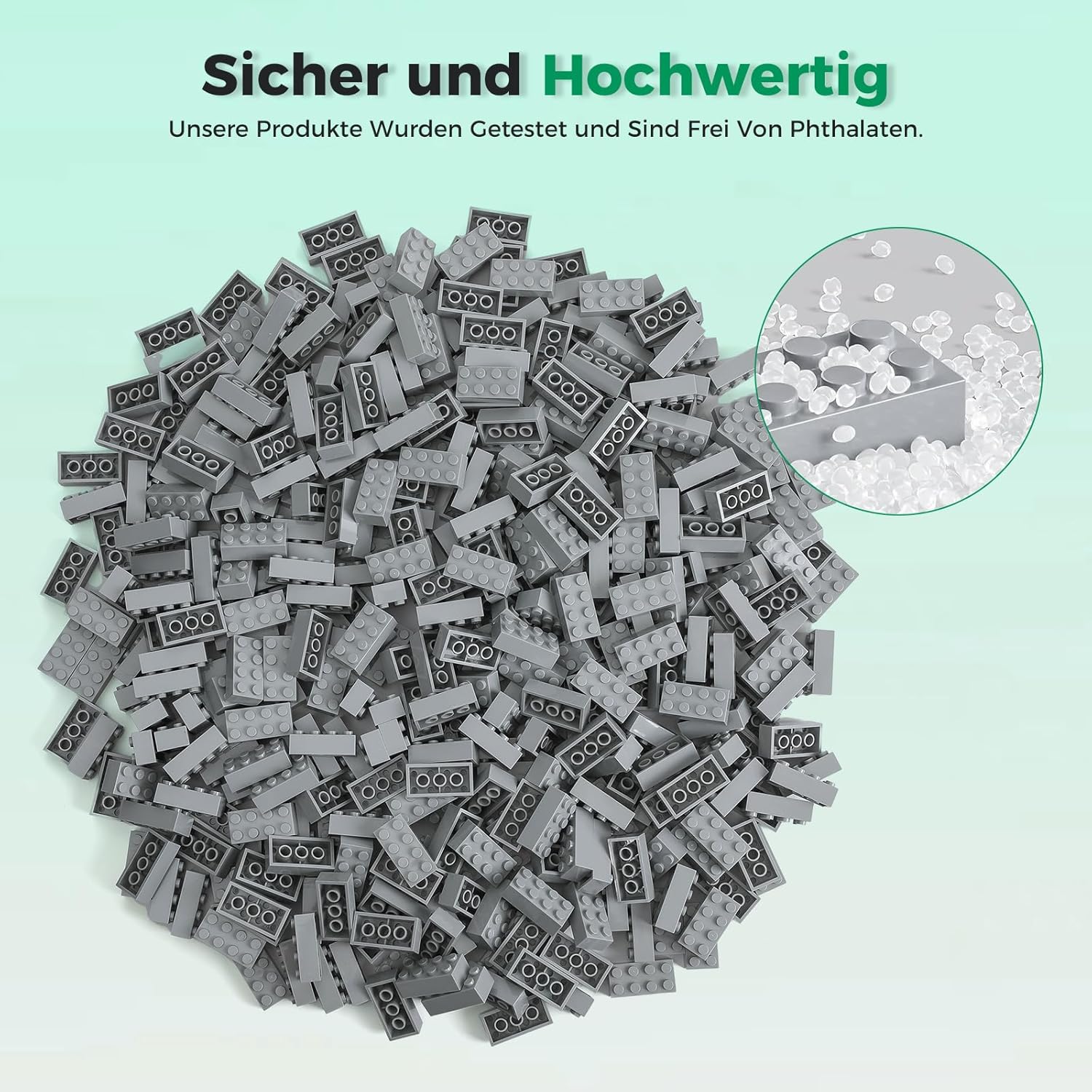 Thumbnail 4 de HUIZDQ 500 Stücke 2X4 Classic Bausteine Set – Dunkelgrau, kompatibel mit allen großen Marken