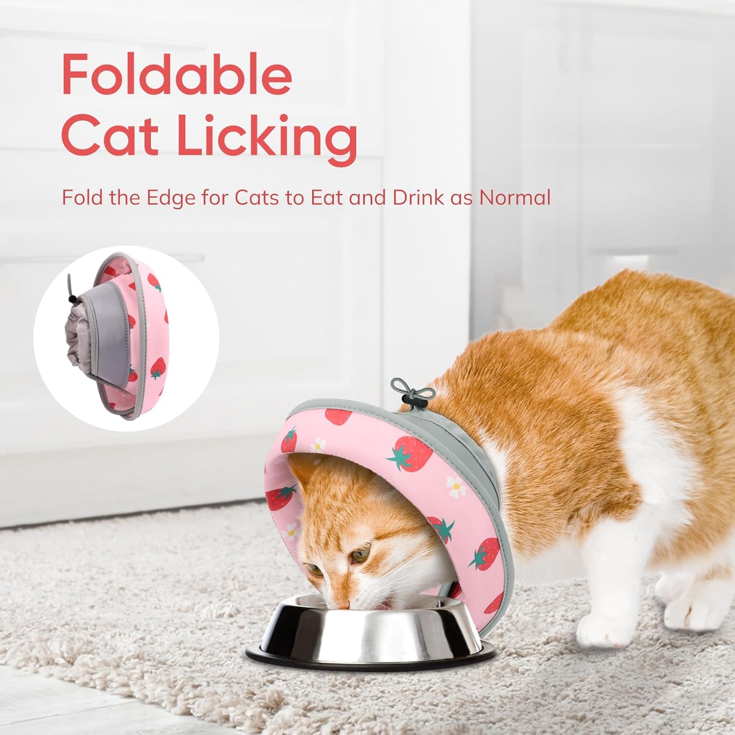 Detalle 2 de Supet Adjustable Elizabethan Cat Cone Collar (Pink, M) for Post-Surgery Licking Prevention