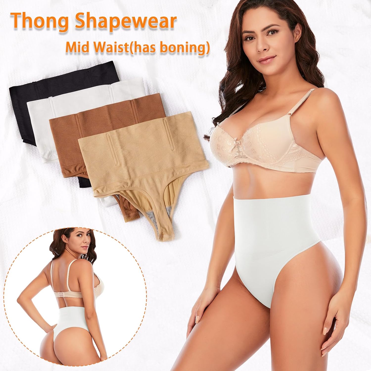 Detalle 2 de Werena Tummy Control Thong Shapewear with Mid- or High-Waist Styles